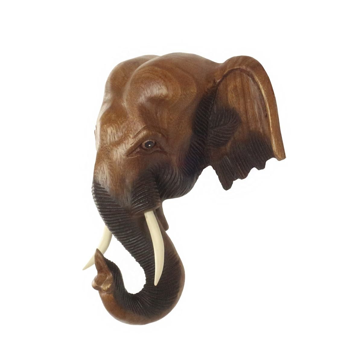 Oriental Galerie Dekofigur Elefantenkopf Holz glatt 30 cm hellbraun (1 St), günstig online kaufen