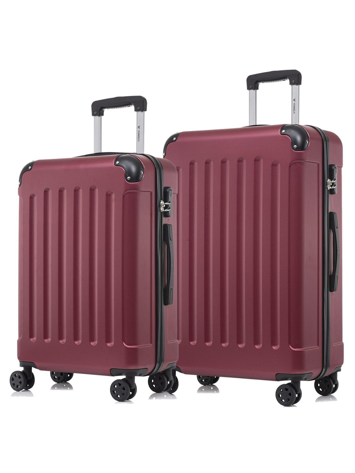 YONSLY Trolleyset Hartschalen-Reisekoffer Rollkoffer Trolley Gepäckset aus ABS, 4 Rollen, (Reiseset, 2 tlg., Größen L&XL), mit 360° Doppelrollen, Zahlenschloss und ergonomischem Gummigriff