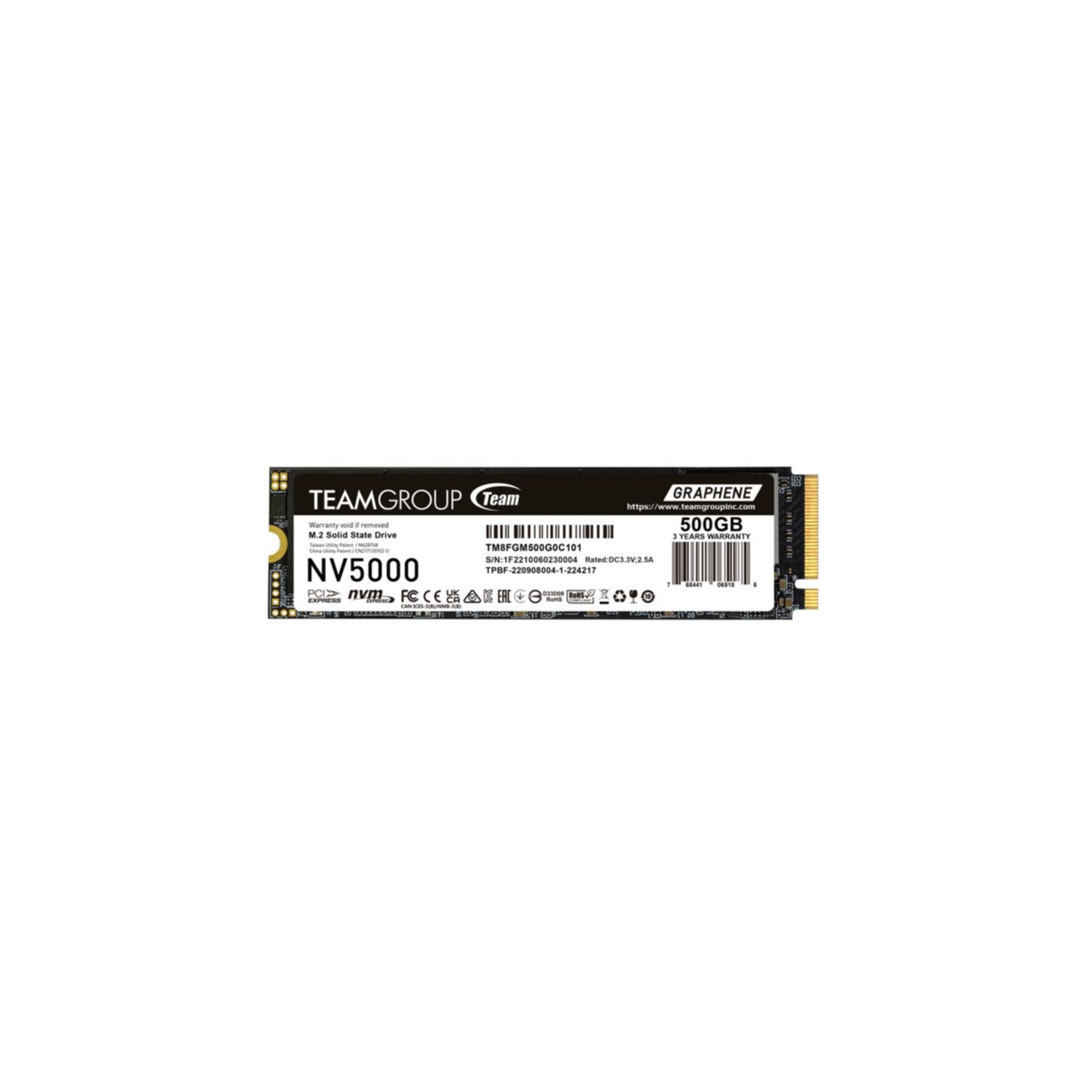 Teamgroup NV5000 SSD-Festplatte (500 GB) M.2" 4500 MB/S Lesegeschwindigkeit, 1800 MB/S Schreibgeschwindigkeit