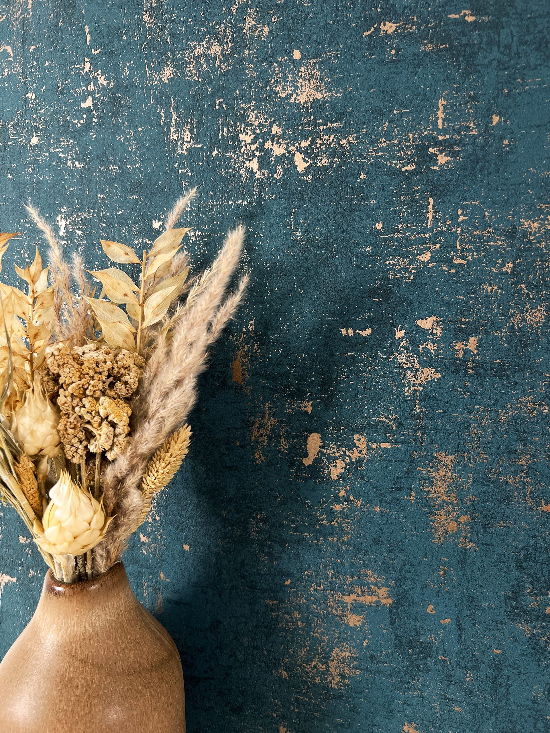 Newroom Vliestapete, Blau Tapete Modern Beton - Betonwand Betonoptik Dunkel günstig online kaufen