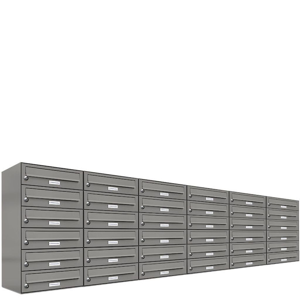 AL Briefkastensysteme Wandbriefkasten 36er Premium Briefkasten Aluminiumgrau RAL 9007 für Außen Wand 6x6