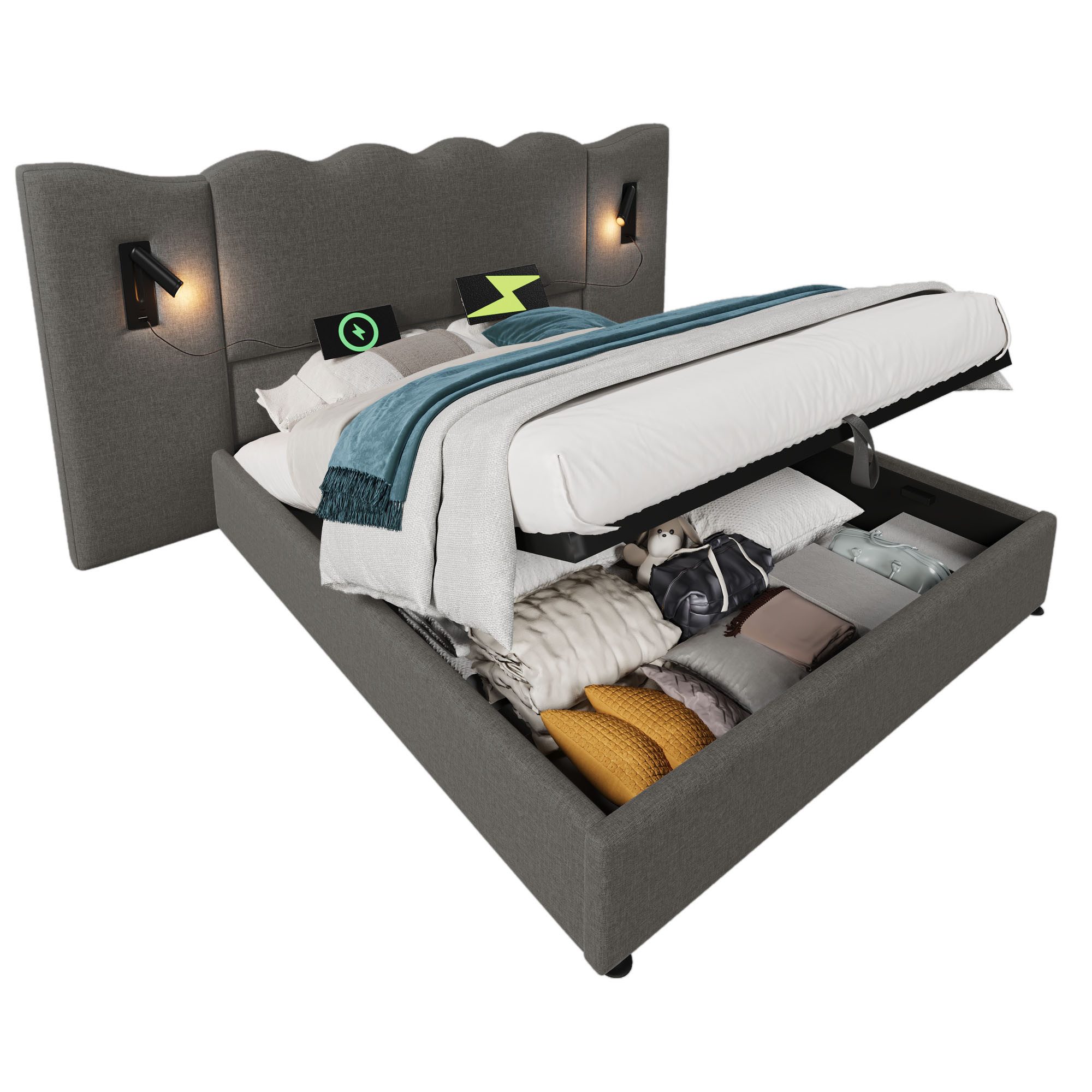REDOM Polsterbett Hydraulisches Funktionsbett (Struraumbett, Doppelbett, günstig online kaufen