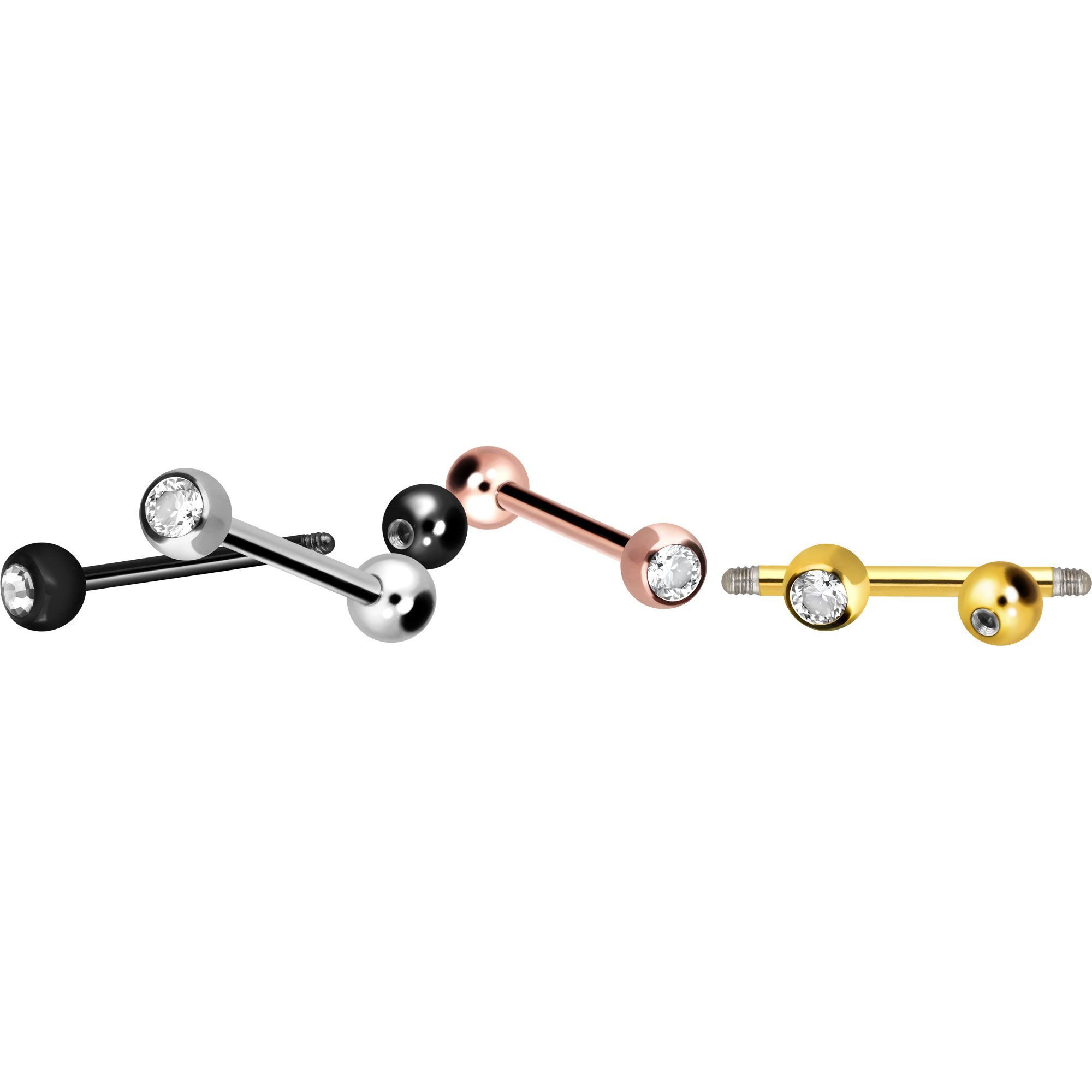 PIERCINGLINE Brustwarzenpiercing Chirurgenstahl Barbell KRISTALL (Barbells, 1-tlg)