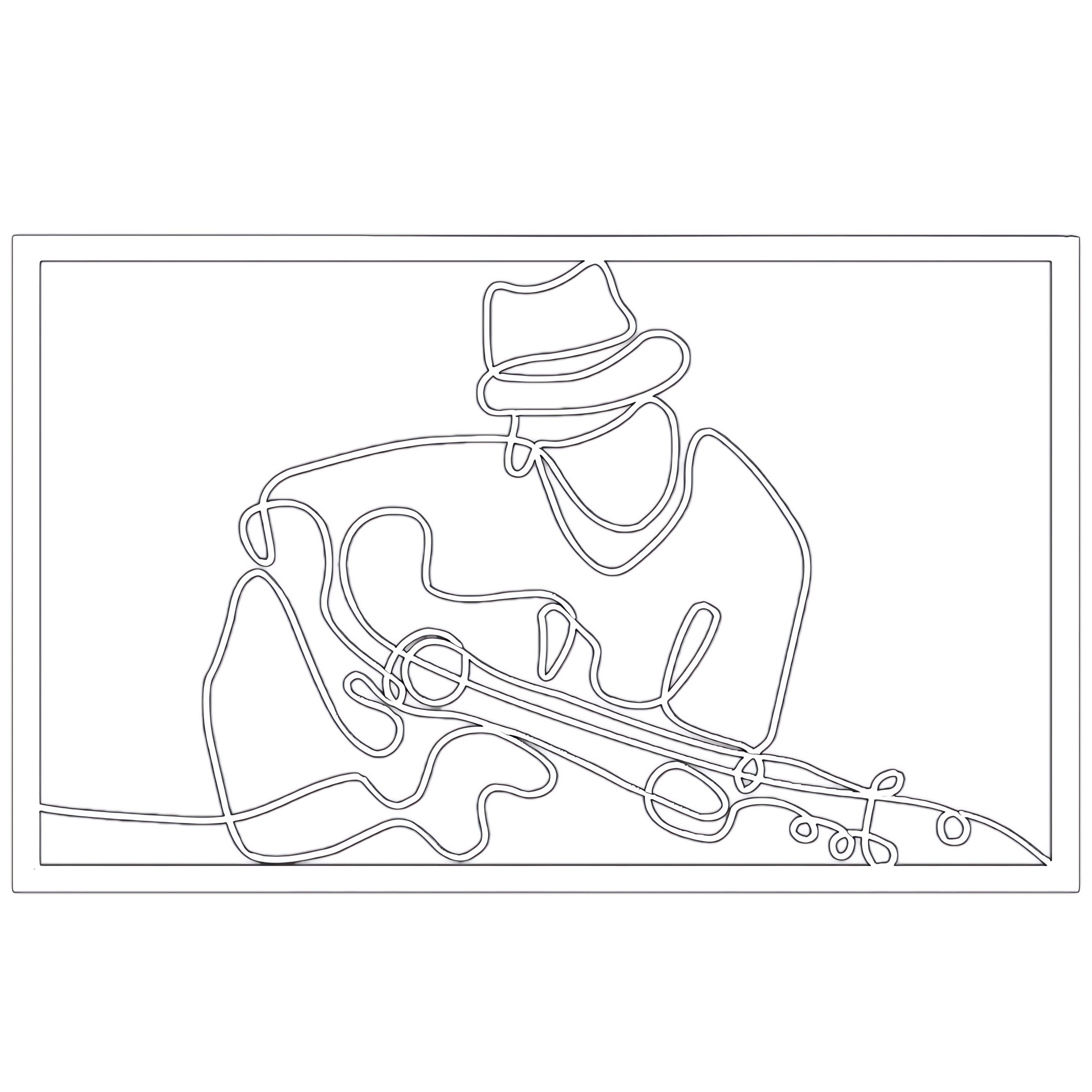 Jumpeak Wanddekoobjekt Gitarrenspieler Metall Wanddekoration, Minimalistisch, Metall, Hergestellt aus Metall,Schwarz,Weiß,4 Größe