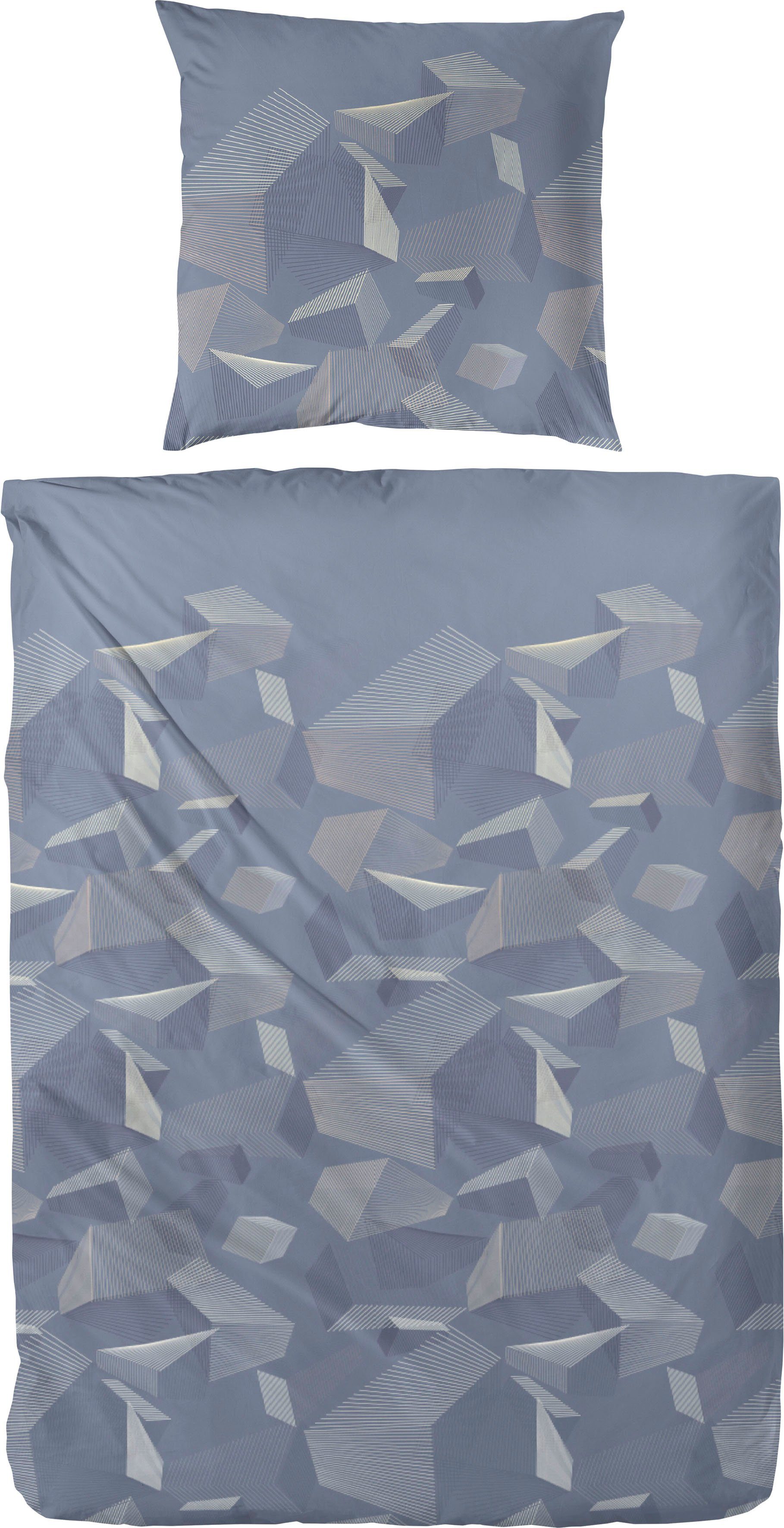 Primera Bettwäsche Mako-Satin-Bettwäsche Sky Crystal, Mako-Satin, 2 teilig, mit abstrakten Formen
