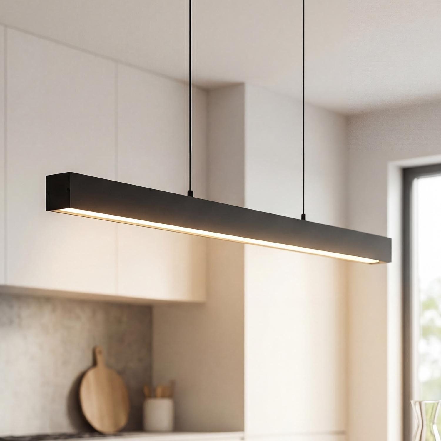 Licht-Erlebnisse Pendelleuchte RADLIN, LED, Warmweiß, Metall LED H: max. 113 cm Schwarz länglich 2700 K warmweiß Modern – Bild 2 von 5