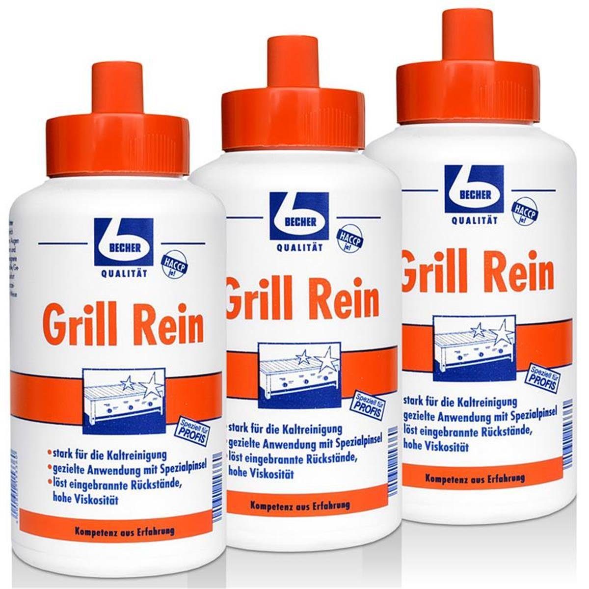 Dr. Becher 3x Dr. Becher Grill Rein für Grills, Fritteusen / 1 Liter Spezialwaschmittel