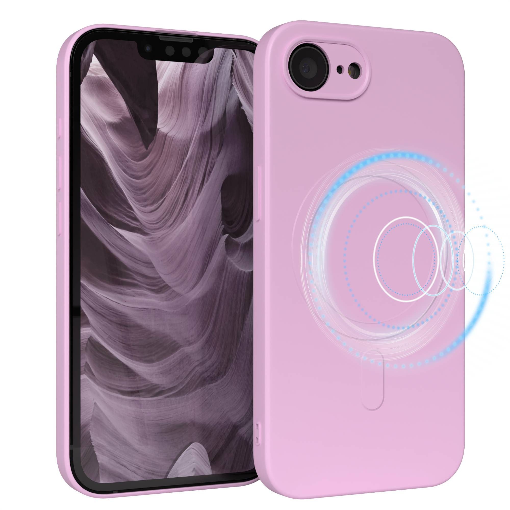 EAZY CASE Handyhülle für Apple iPhone 16e Hülle Silikon 6,1 Zoll, MagSafe Slimcover Kameraschutz Qi-Charging Softcover weich Flieder