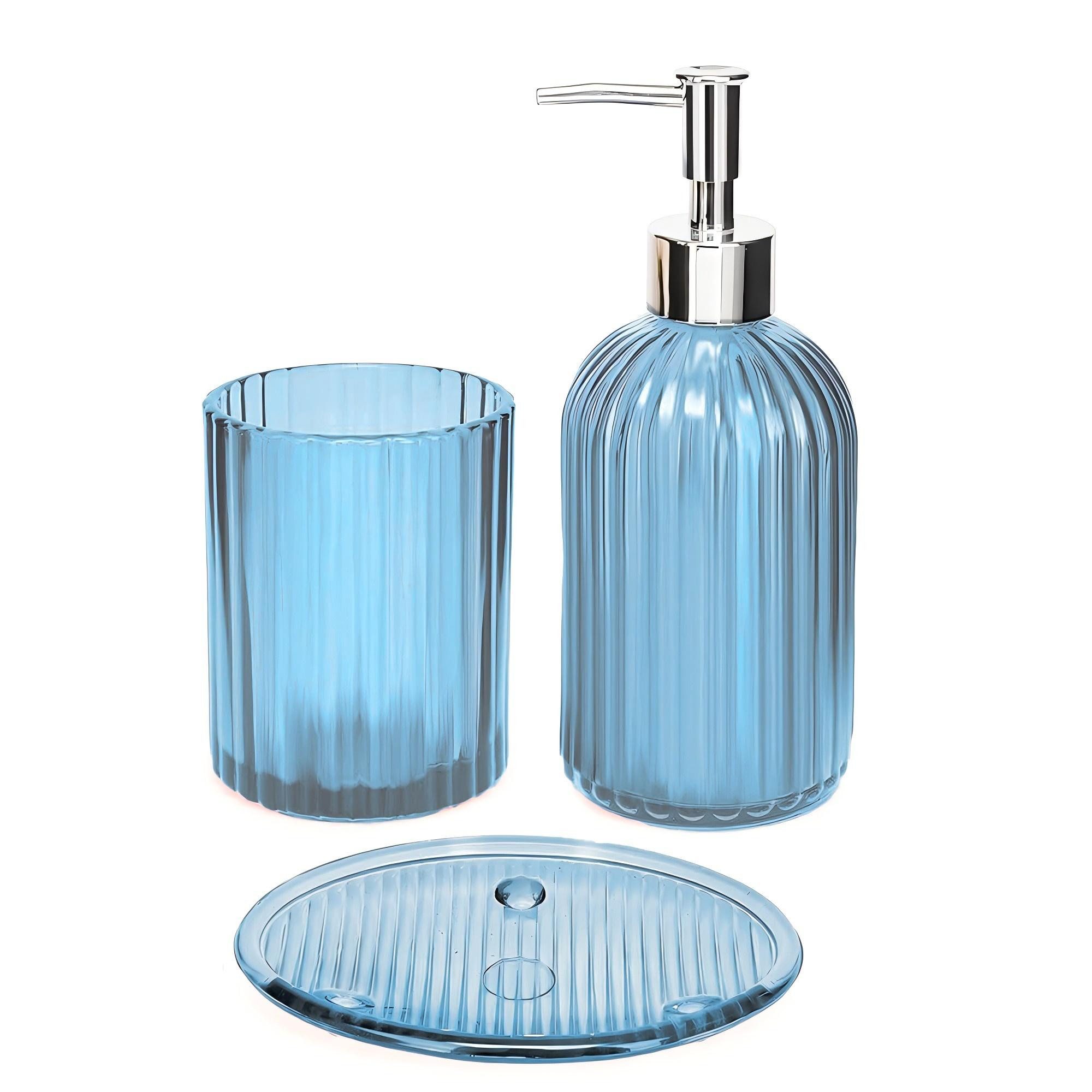 NUODWELL Badezimmer-Set 3-teiliges Badezimmer-Zubehör-Set aus klarem günstig online kaufen