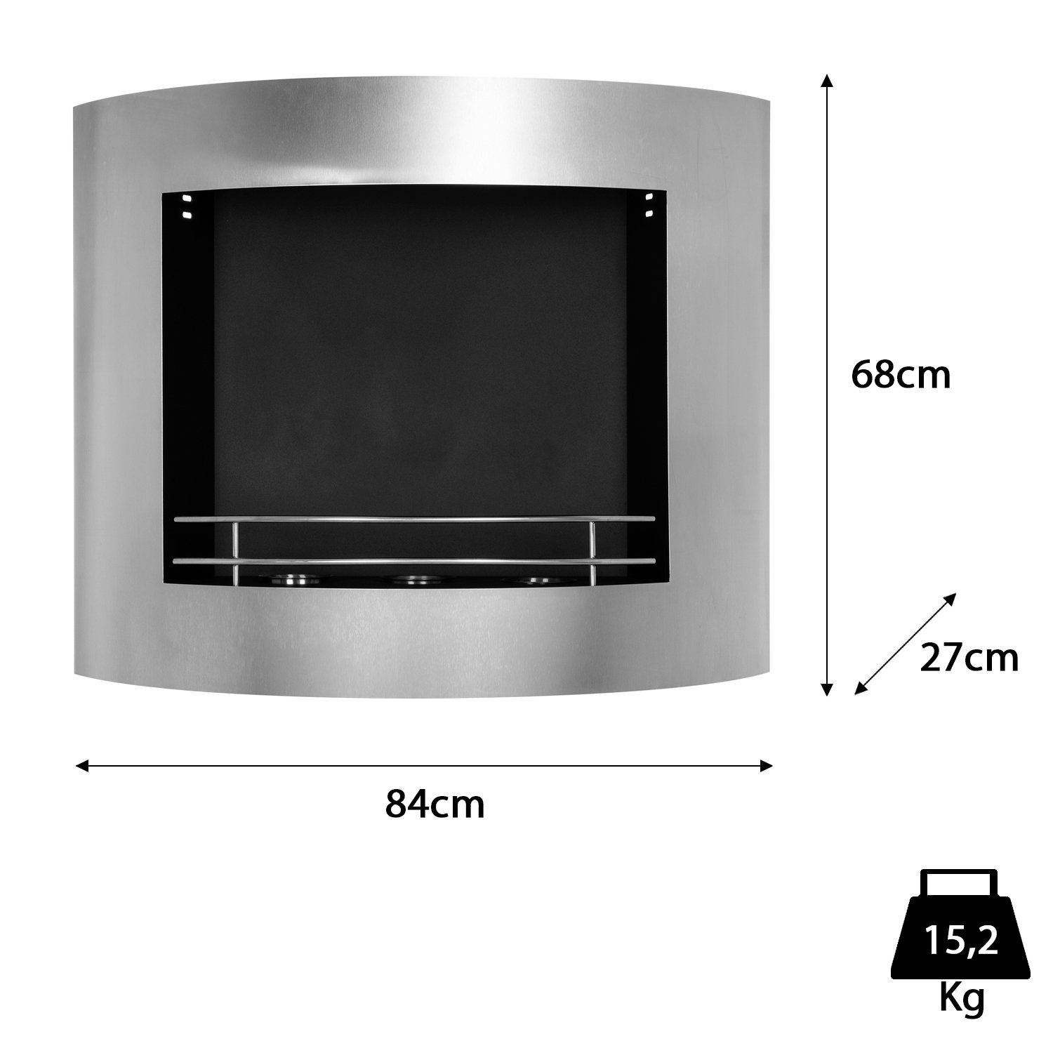 Moritz Dekokamin Bioethanol Kamin Wandkamin 84cm x 67cm x 26,5cm, Ethanolbrenner Glasfeuer Terrassenfeuer Kamin – Bild 3 von 5