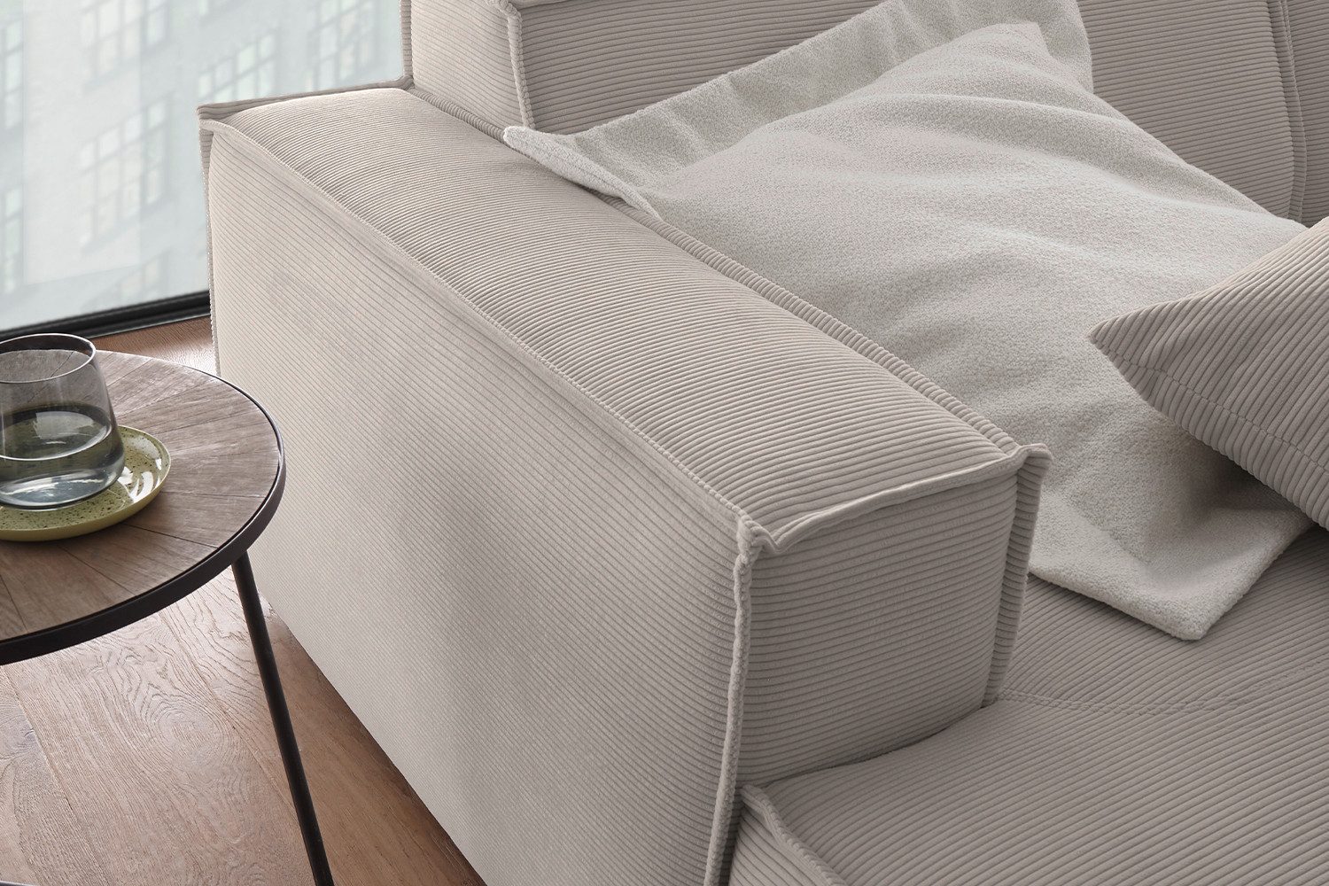KAWOLA Big-Sofa SAMU, Couch Feincord verschiedene Farben 256x168 cm