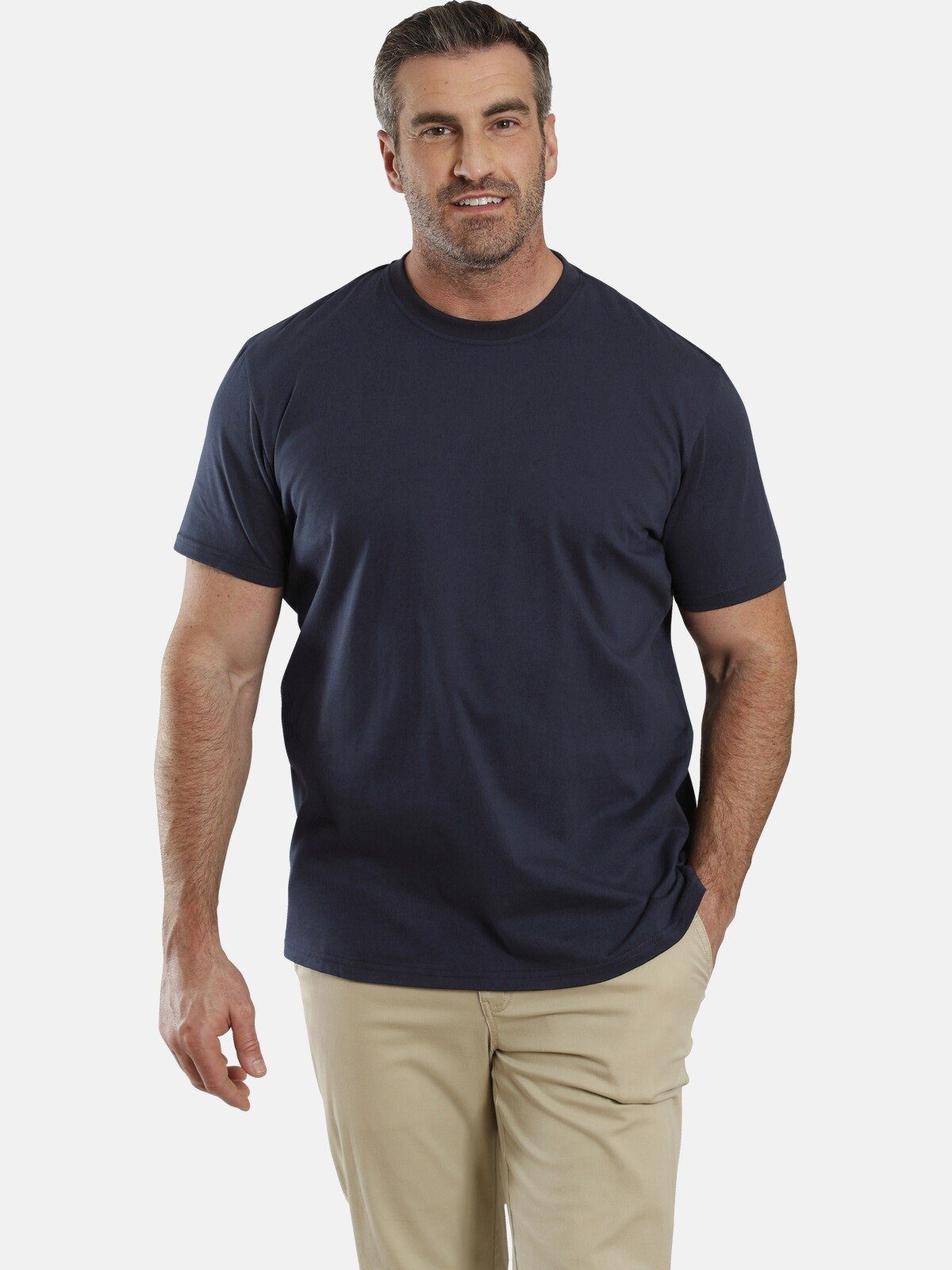 Charles Colby T-Shirt EARL BOON leger und schlicht (2er-Pack) dunkelblau