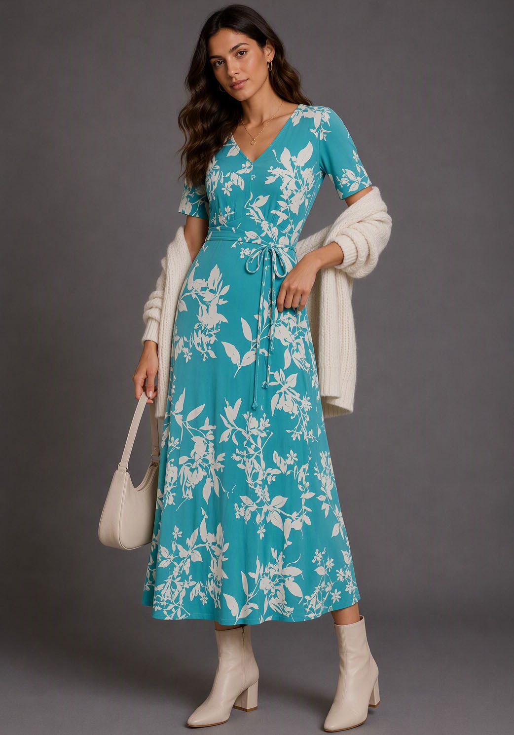 Laura Scott Midikleid mit floralem Druck, aus weicher Stretchware