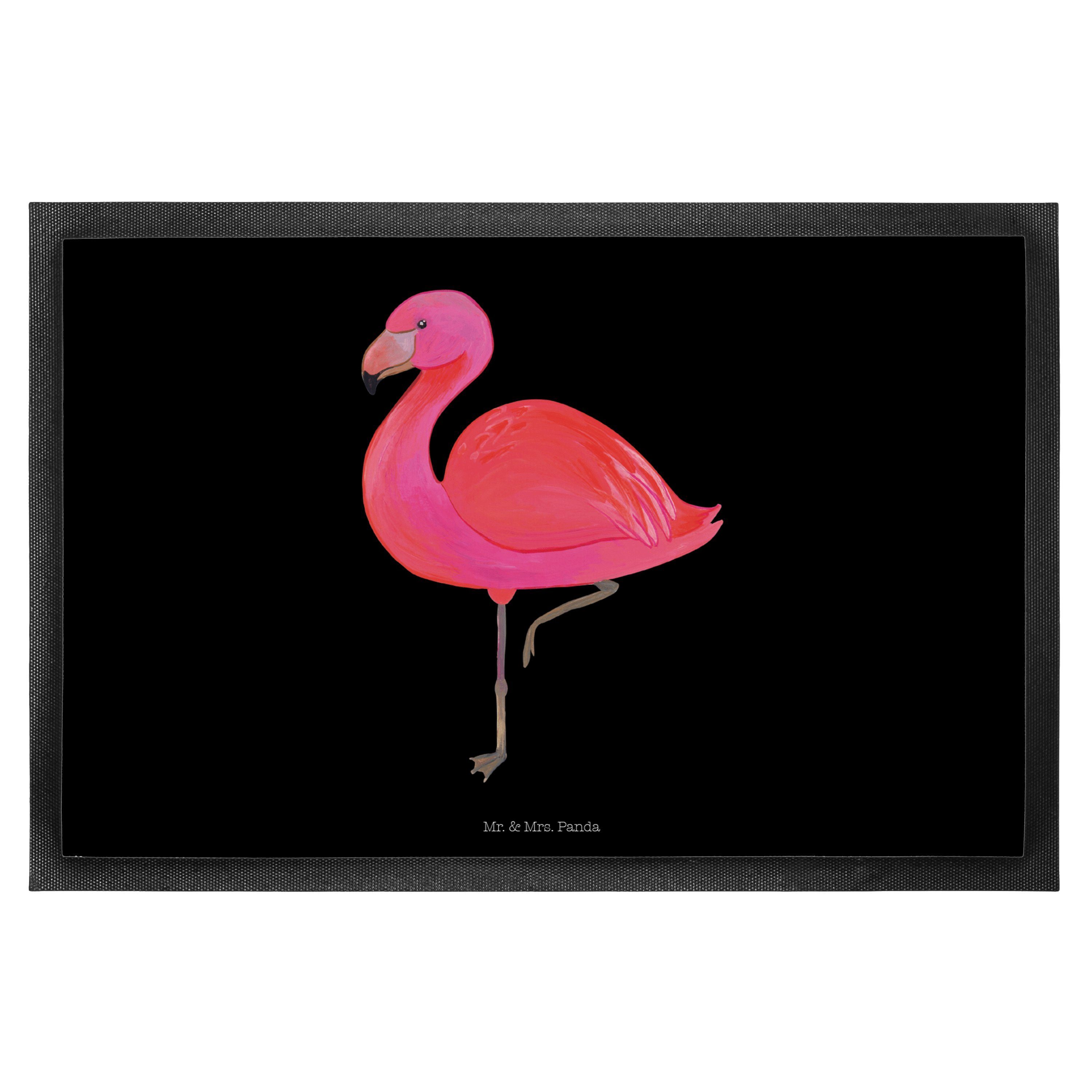 Fußmatte Flamingo classic - Schwarz - Geschenk, Freundin, Schmutzfänger, einzi, Mr. & Mrs. Panda, Höhe: 0.5 mm