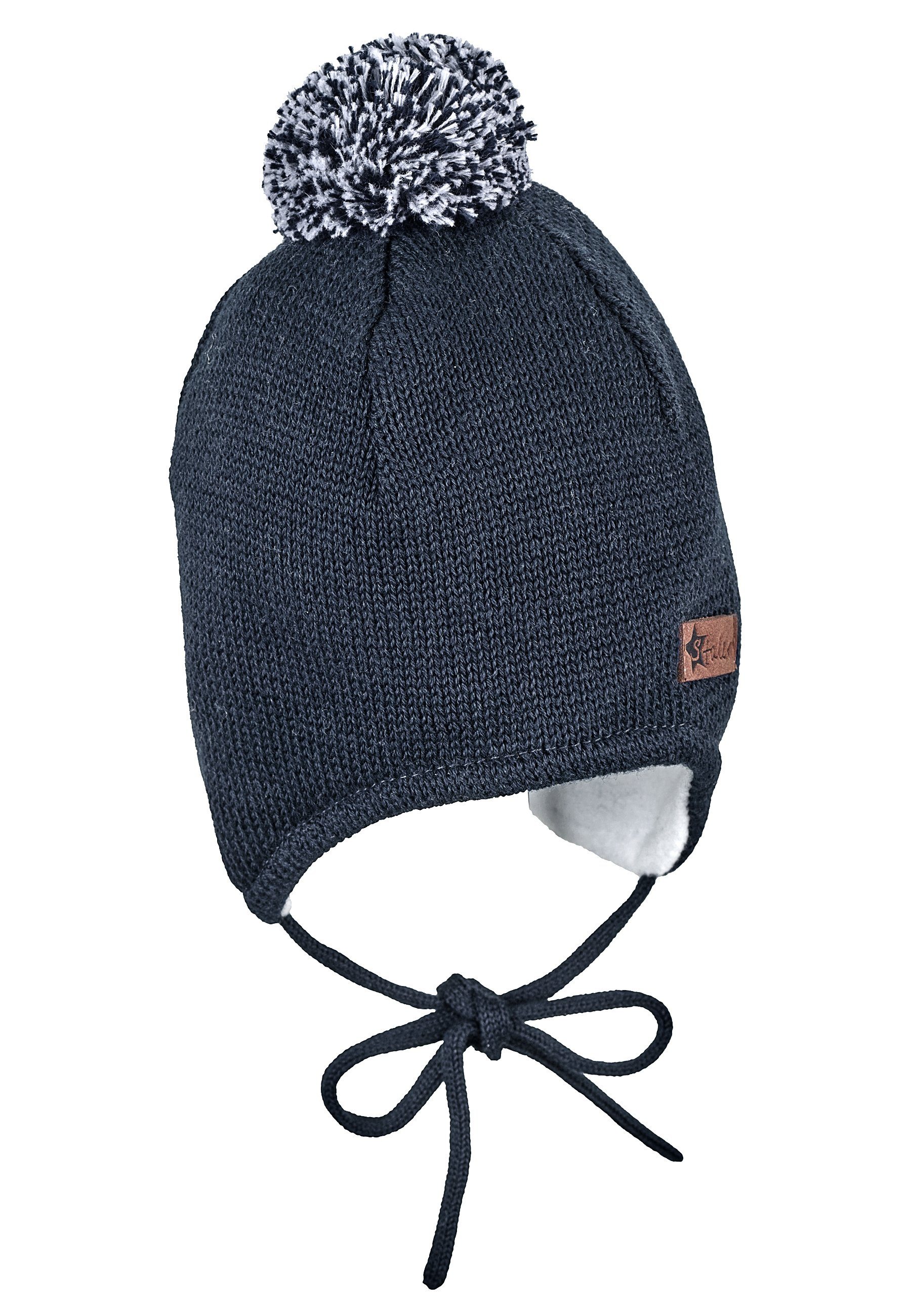 Sterntaler® Strickmütze Strickmütze Bommelmix (1-St) Bommelmütze mit Bindebänder und Ohrenklappen – Bild 4 von 5