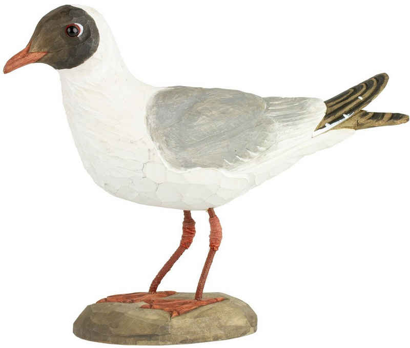 Wildlife Garden Dekofigur DecoBird Lachmöwe handgeschnitzt, Holz (Linde), Länge 23,7 cm