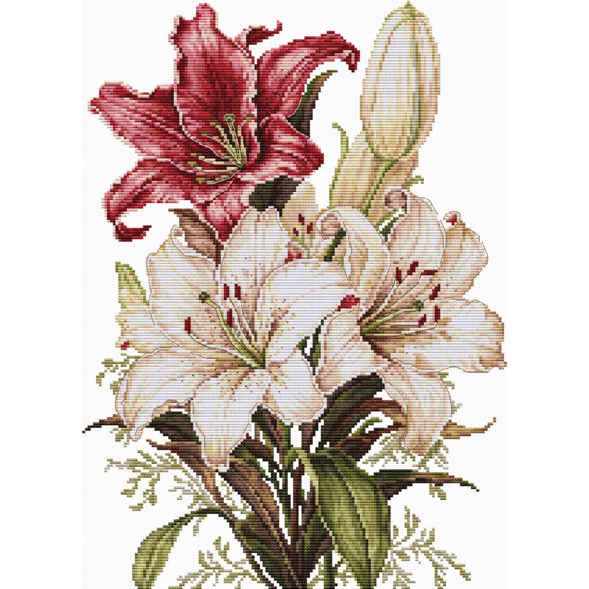 Luca-S Kreativset Luca-S kit de point de croix compté "Le parfum des lys", 24x34cm, (embroidery kit by Marussia)