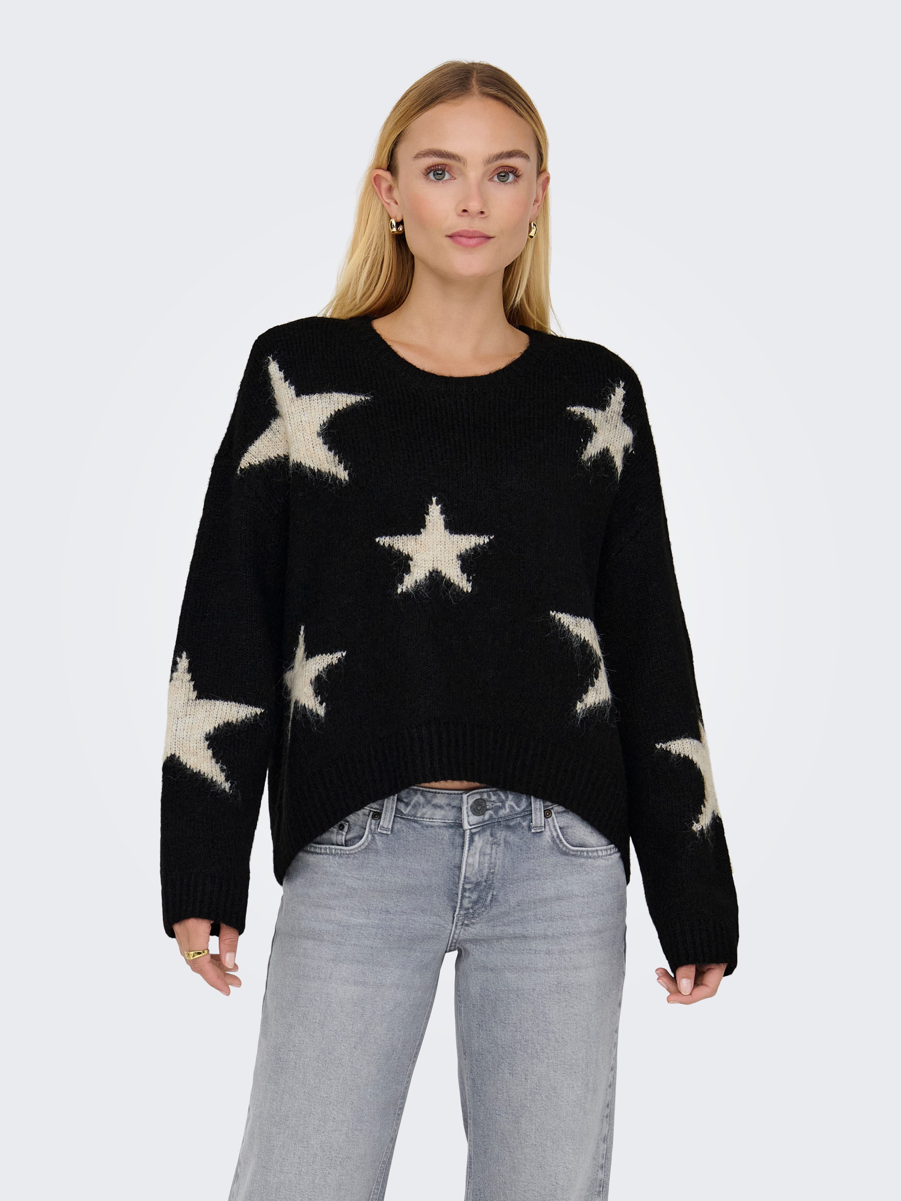 ONLY Strickpullover ONLAZU LS STAR O-NECK KNT