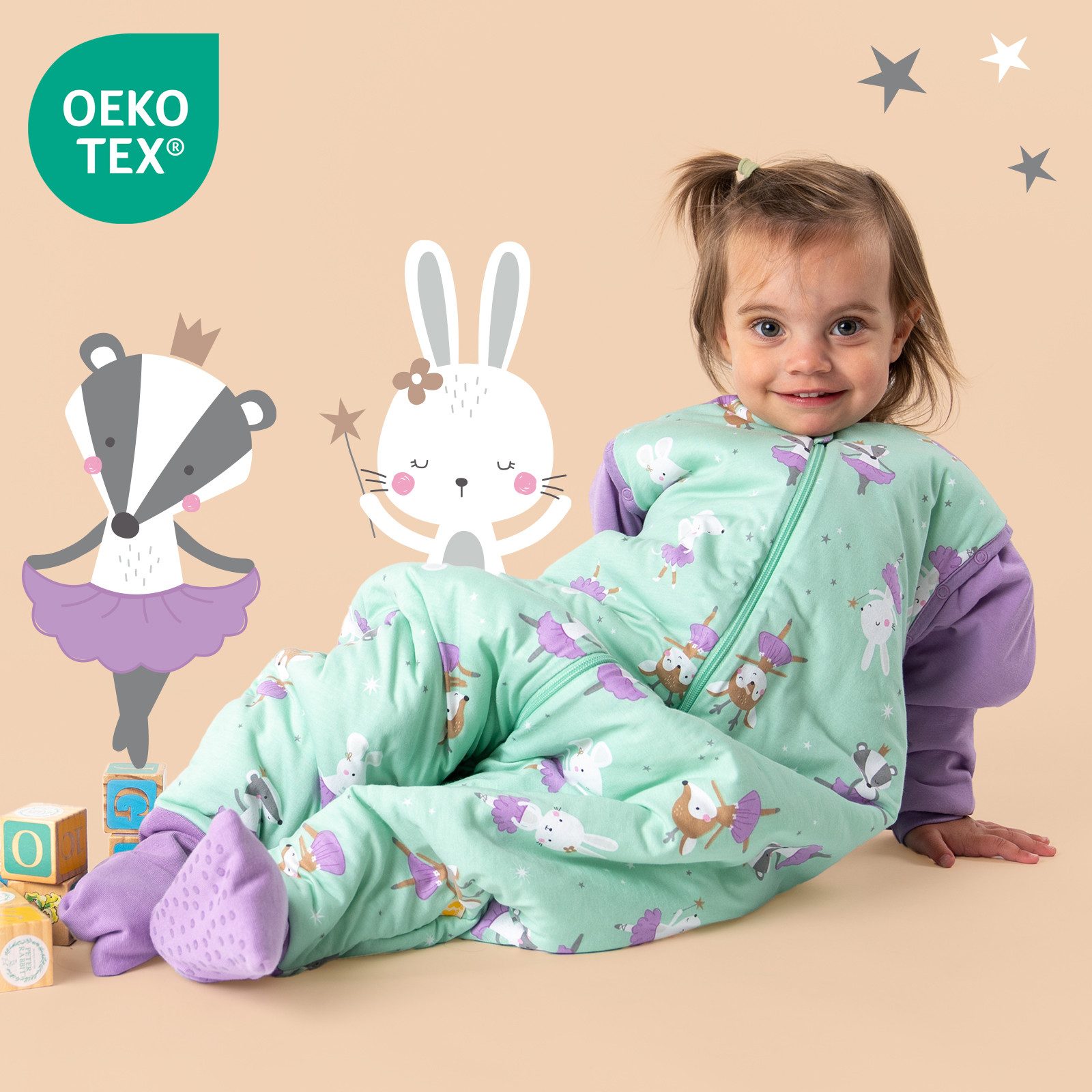 Schlummersack Kinderschlafsack Schlafsack mit Füßen und umklappbaren Bündchen, 2.5 Tog – Bild 2 von 5