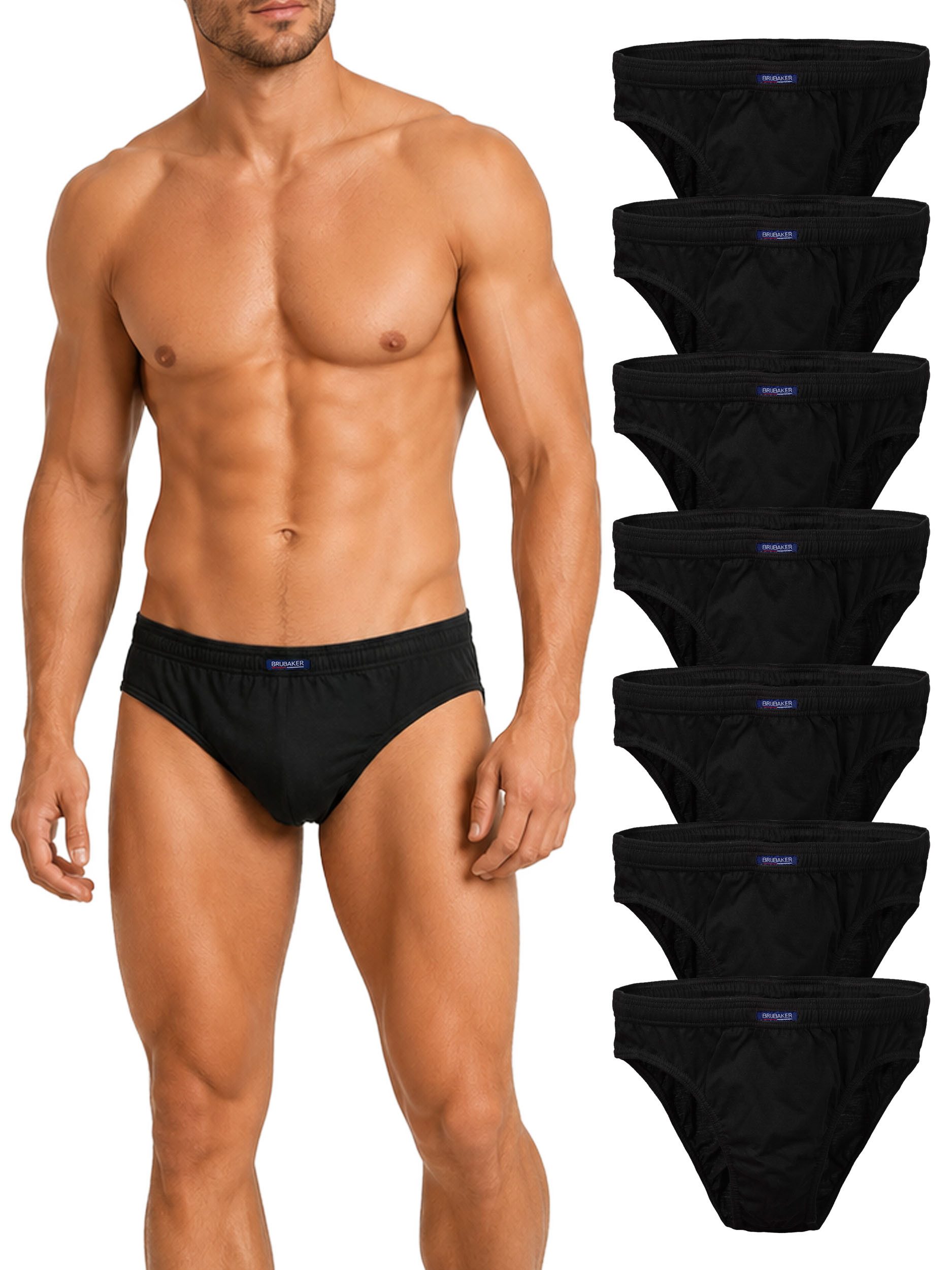 BRUBAKER Slip Herren Unterhose aus Baumwolle (Spar-Pack, 7-St., 7er-Pack) Großpackung Männer Unterwäsche, sehr bequeme Passform