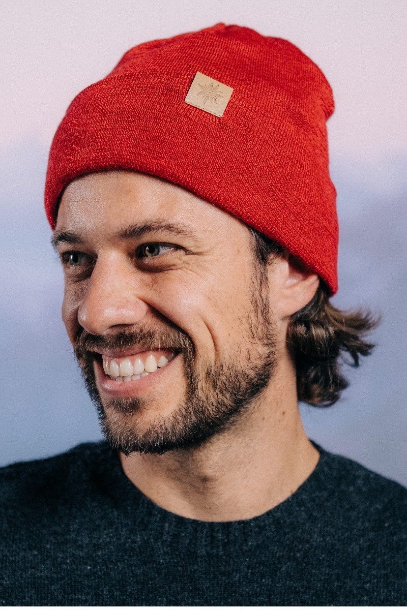 Bavarian Caps Strickmütze Mütze - TRACHT KLASSIK - dunkelgrau, rot