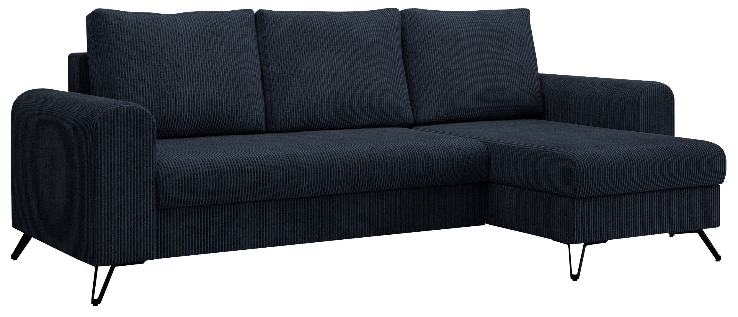 MKS MÖBEL Ecksofa HUGO, Set, Bonellfedern, Schwarze Metallbeine, T30-Schaum, Bettkasten, Modern Ecksofa, L-Form Couch - Bettsofa, mit Bettfunktion, lose Kissen