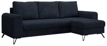 MKS MÖBEL Ecksofa HUGO, Modern Ecksofa, L-Form Couch - Bettsofa, mit Bettfunktion, lose Kissen