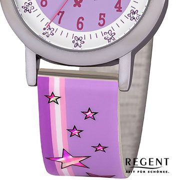 Regent Quarzuhr Regent Kinder-Armbanduhr lila Analog, Kinder Armbanduhr rund, klein (ca. 28mm), Kunststoffarmband