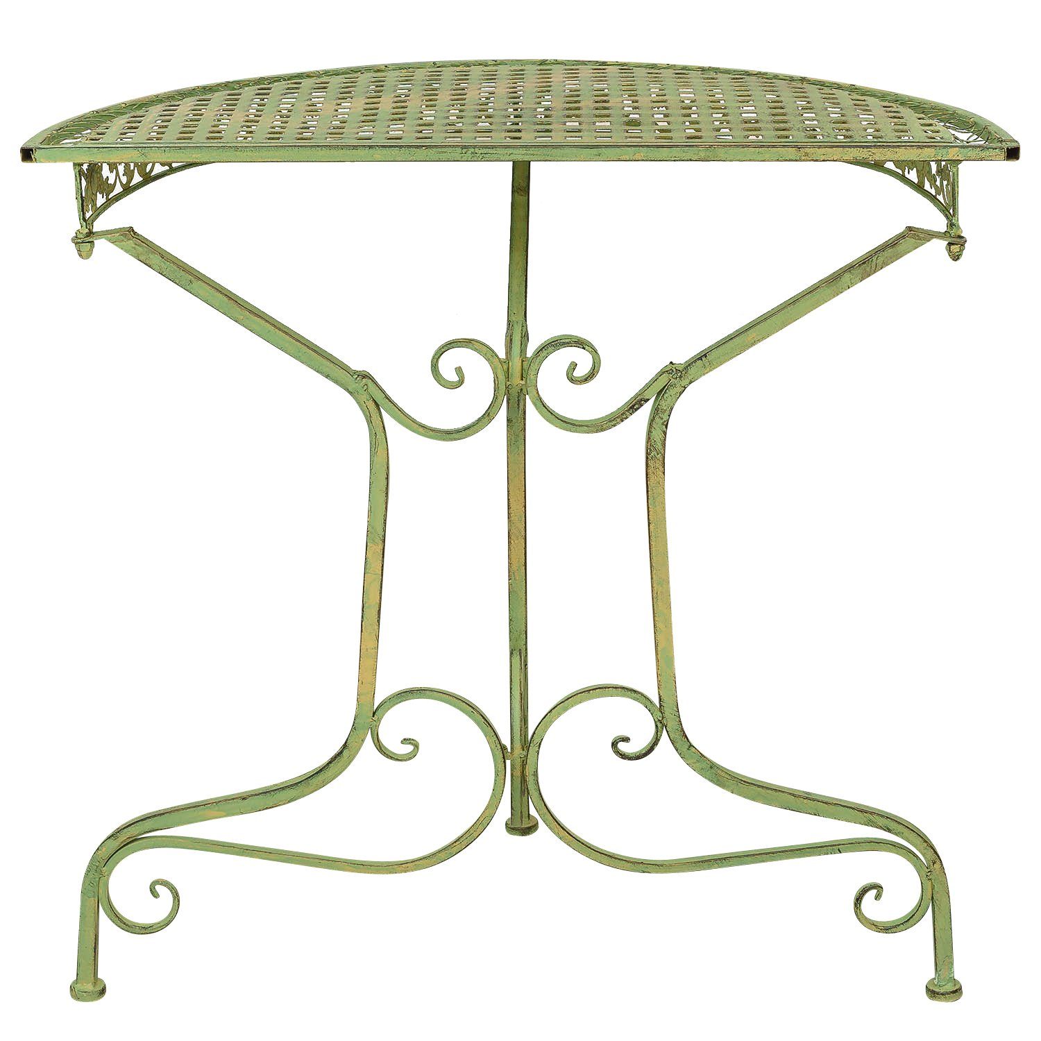 Gartentisch Eisen Balkontisch Aubaho grün Garten halbrund Tisch Antik-Stil Ko Gartentisch
