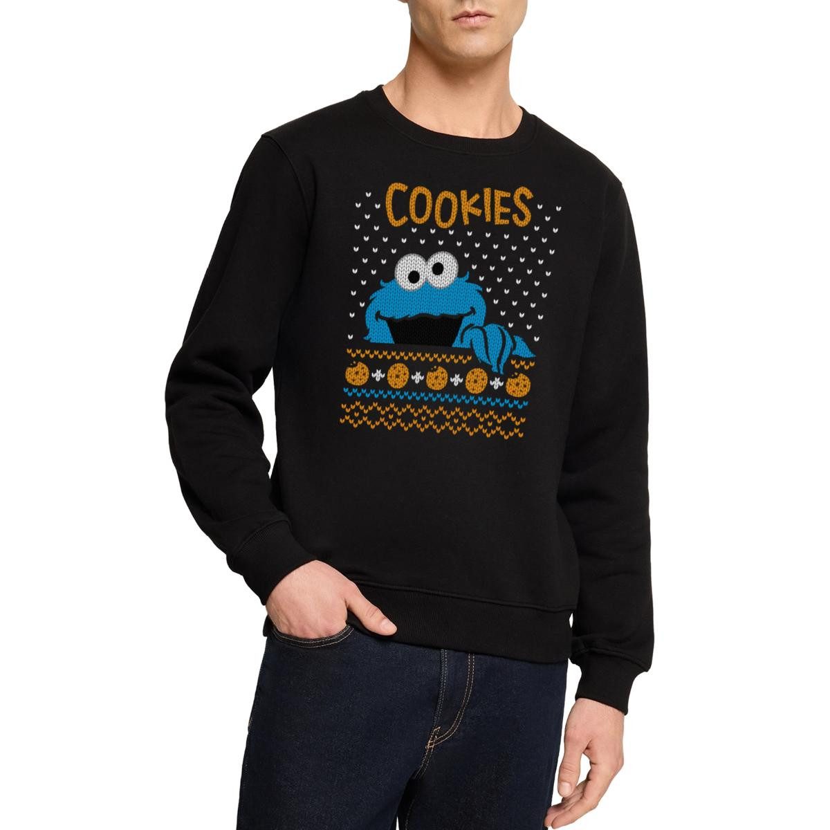Spreadshirt Sweatshirt Sesamstraße Krümelmonster Ugly Xmas Herren Premium Pullover (1-tlg)