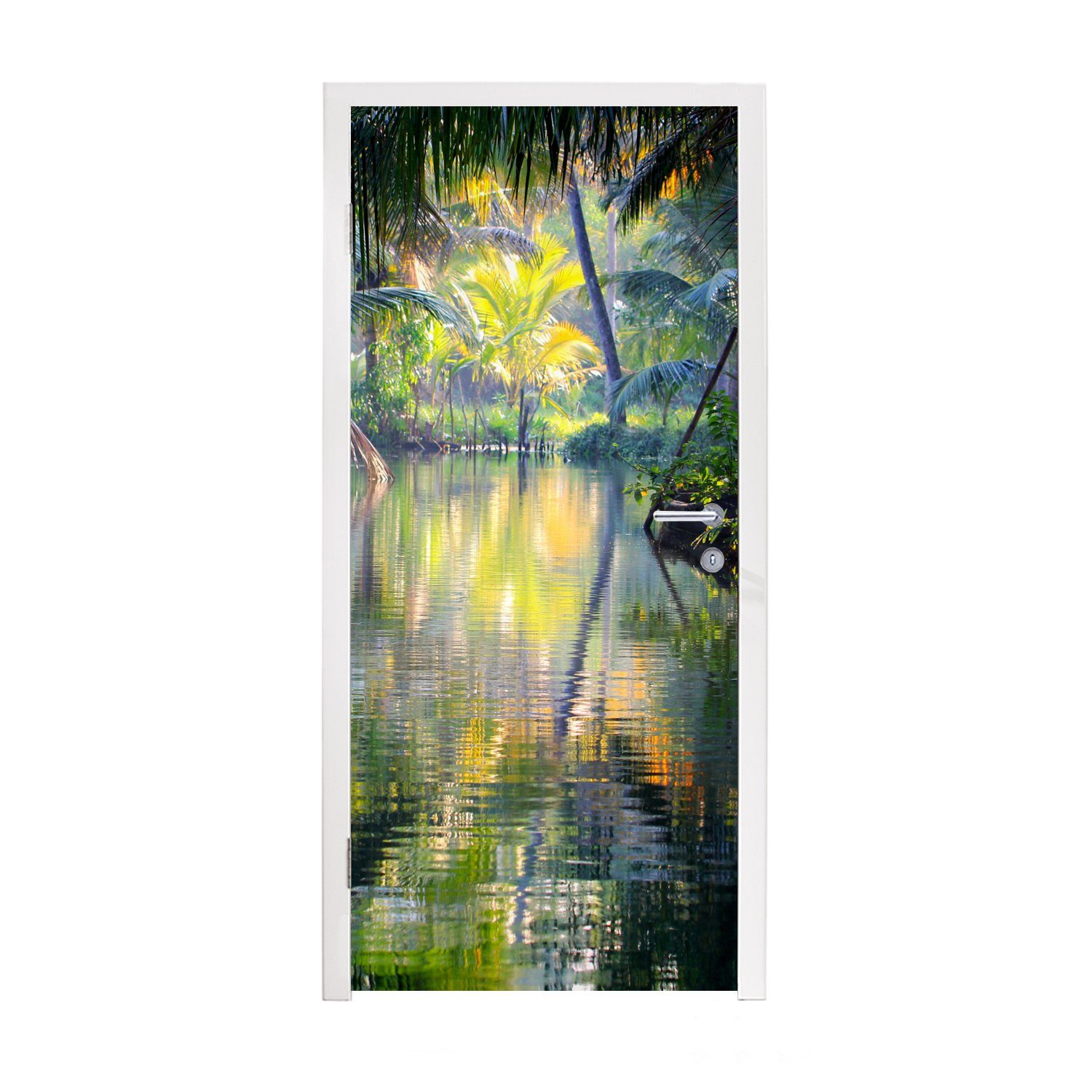 MuchoWow Türtapete Tropische Reflexion, Matt, bedruckt, (1 St), Fototapete für Tür, Türaufkleber, 75x205 cm