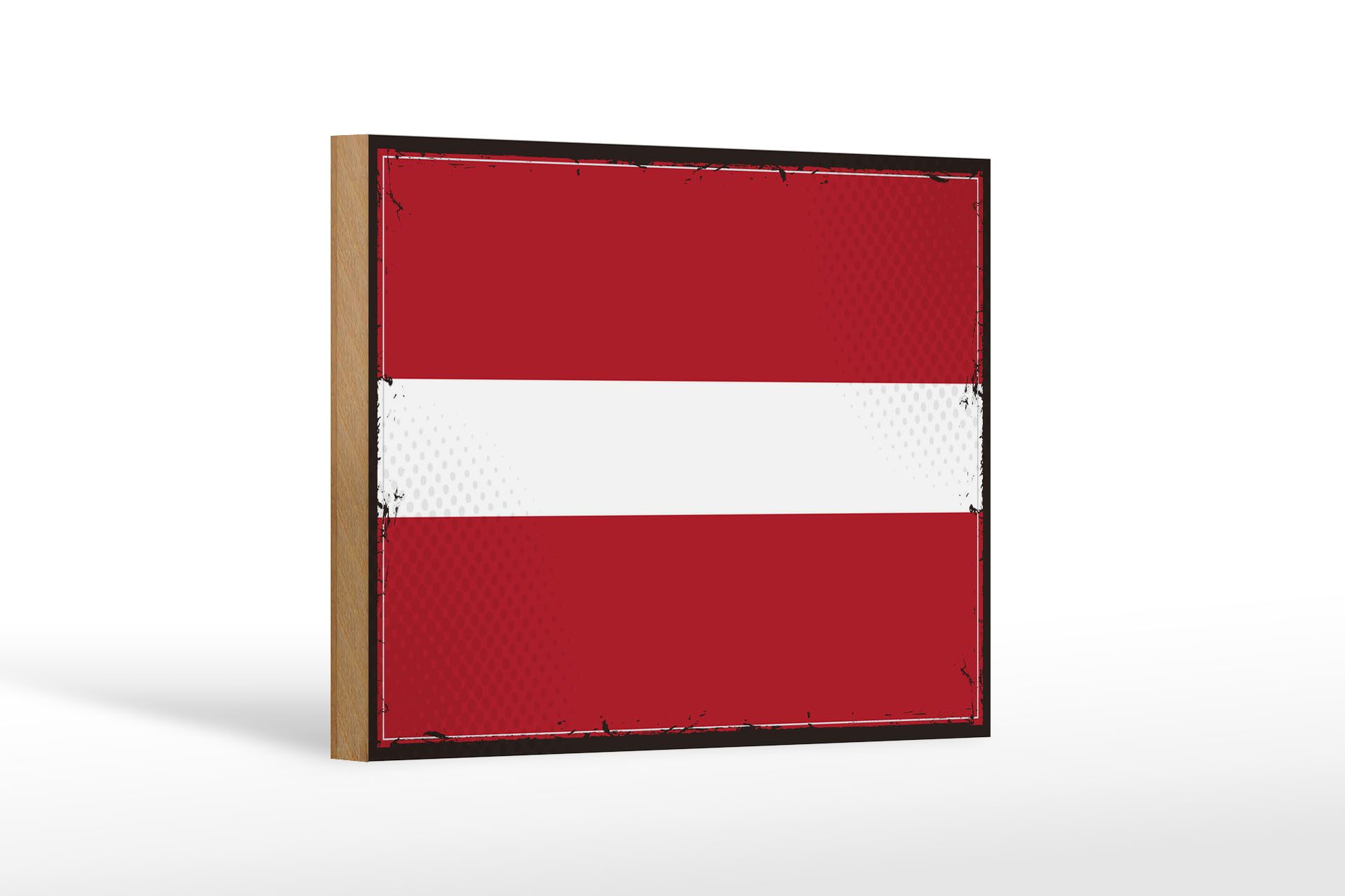 Femer GmbH Holzbild Flagge Lettlands 18x12 cm Retro Flag of Latvia, Flaggen (1 St), Glatte Holzfaserplatte (MDF), vorn beschichtet