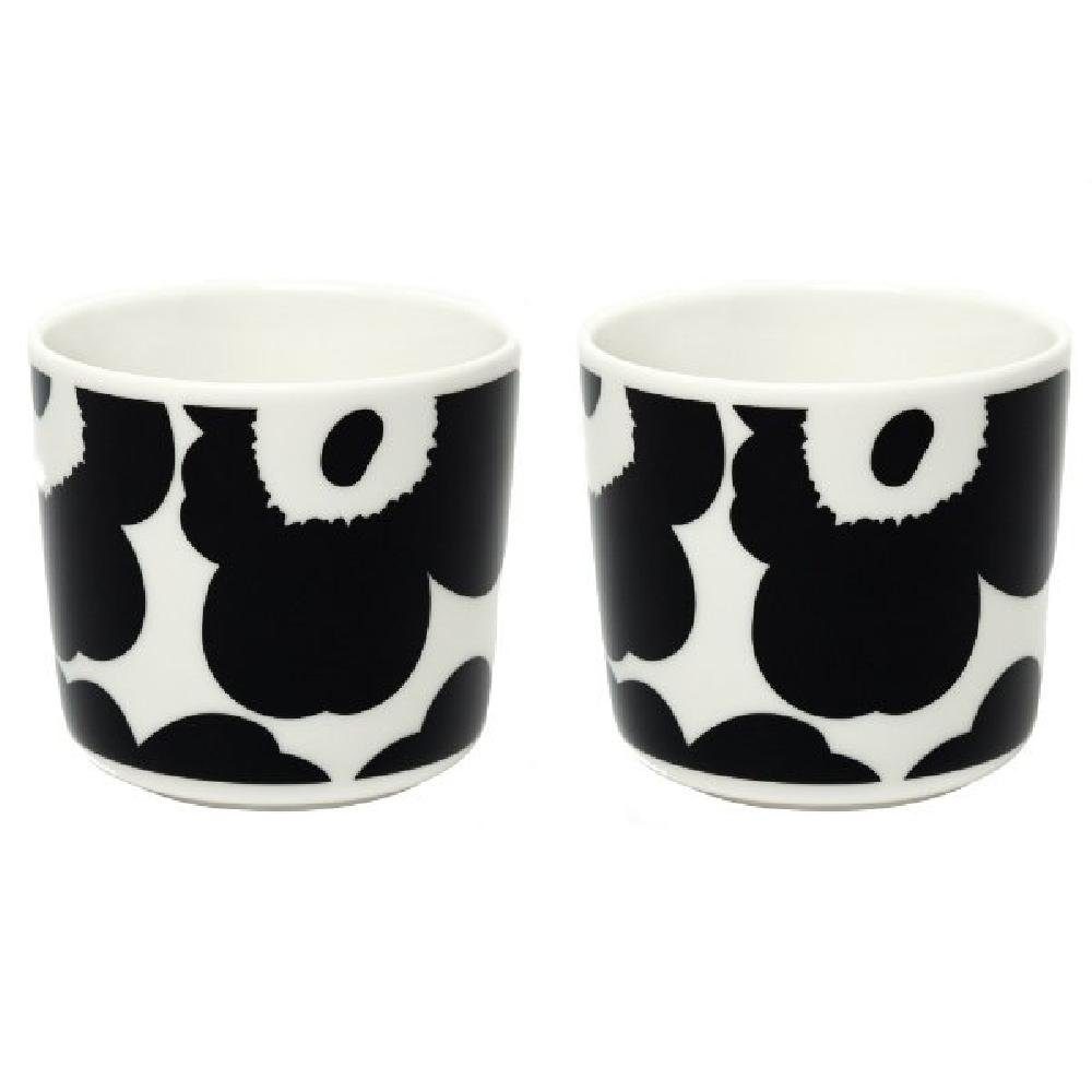 Marimekko Tasse Becher ohne Henkel Unikko Weiß-Schwarz (2-teilig)