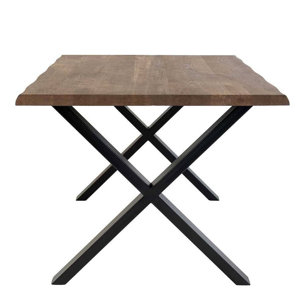 Pharao24 Baumkantentisch mit Foligro, Baumkante aus Massivholz