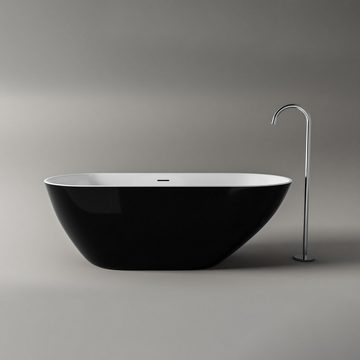 Bernstein Badewanne ROMA, (modernes Design / Acrylwanne / Sanitäracryl / mit Siphon / Innen: Weiß), freistehende Wanne / Schwarz / 170 cm x 75 cm / Acryl / Oval