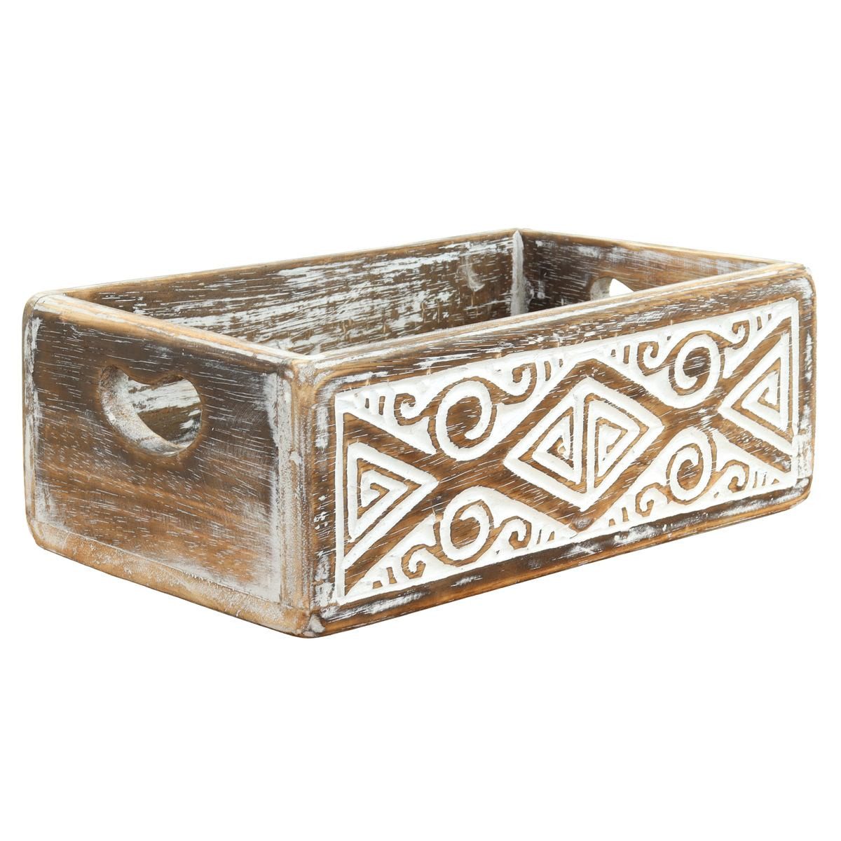 Oriental Galerie Aufbewahrungsbox 3 er Set Holzboxen mit Schnitzereien Braun