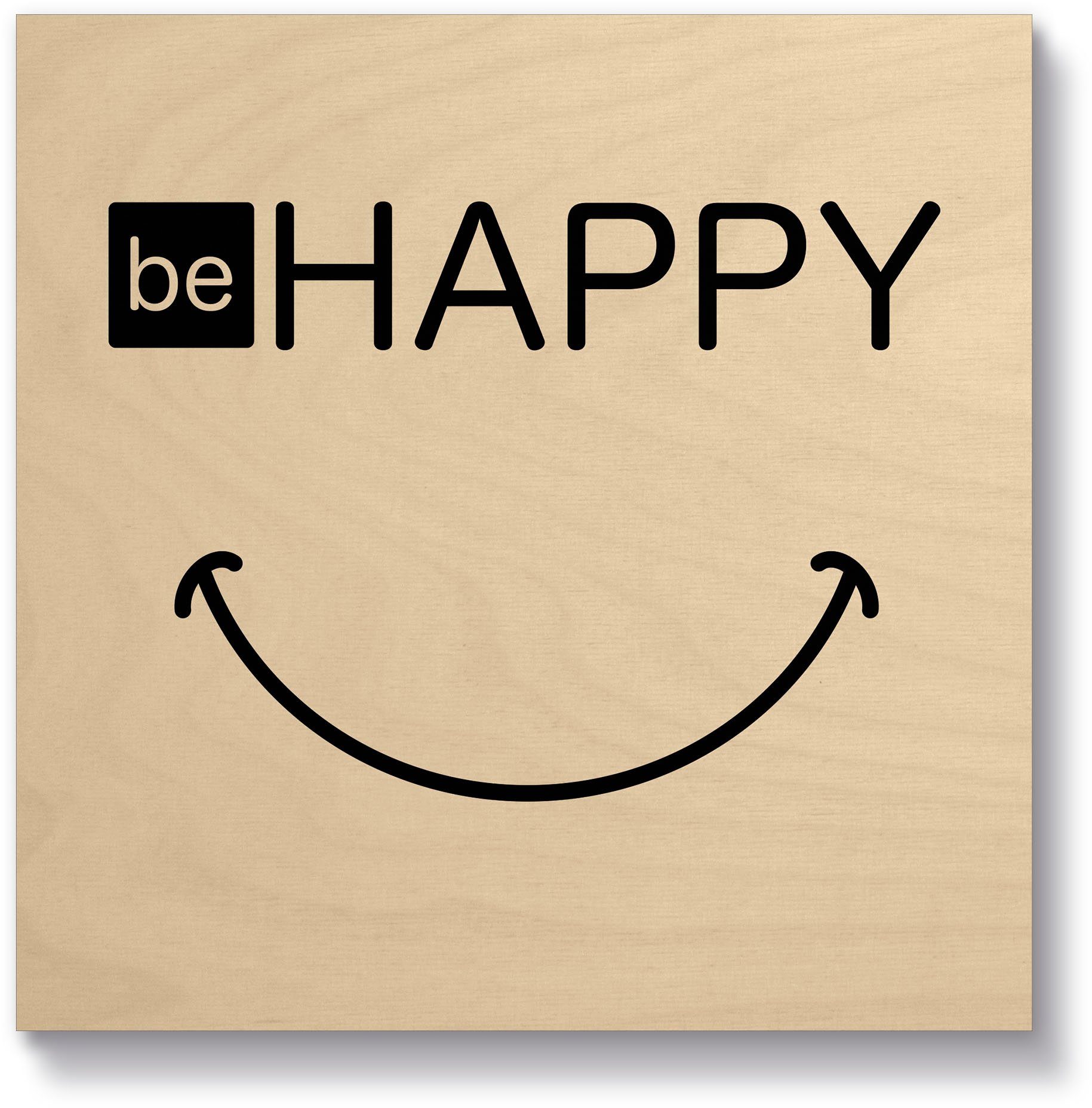 Artland Holzbild Be happy - Sei glücklich, Sprüche & Texte (1 St) natur | Bilder