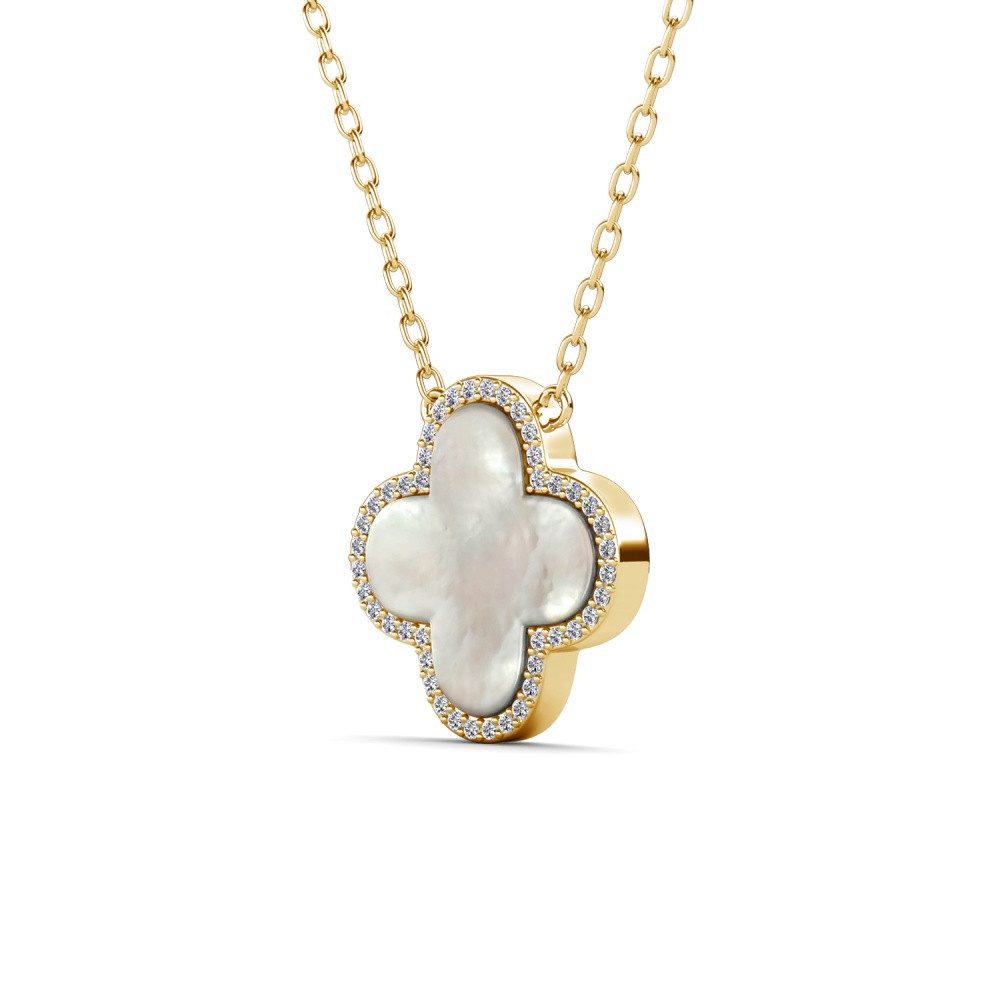 ROUGEMONT Kette mit Anhänger Funkelnde Kleeblatt Damen Glücksbringer Halskette 45cm Exquisite, Elegantes Clover Design Symbol für Glück, Liebe und positive Energie