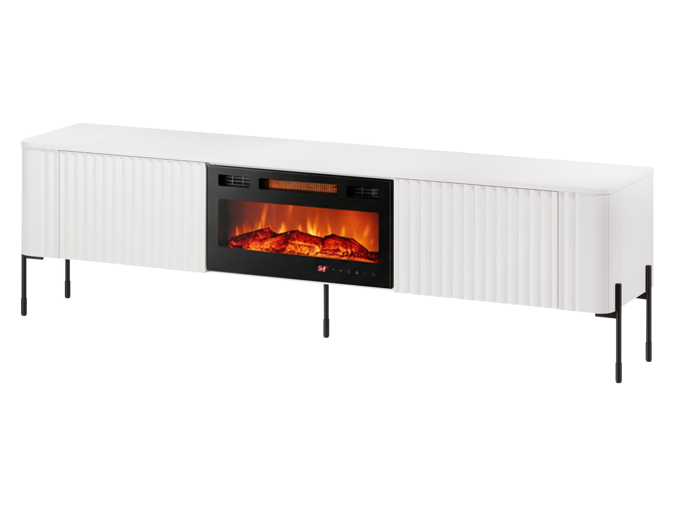 MIRJAN24 TV-Schrank Vera 190 EF mit Kamin (mit zwei Drehtüren) Realistische LED-Flamme, Heizfunktion