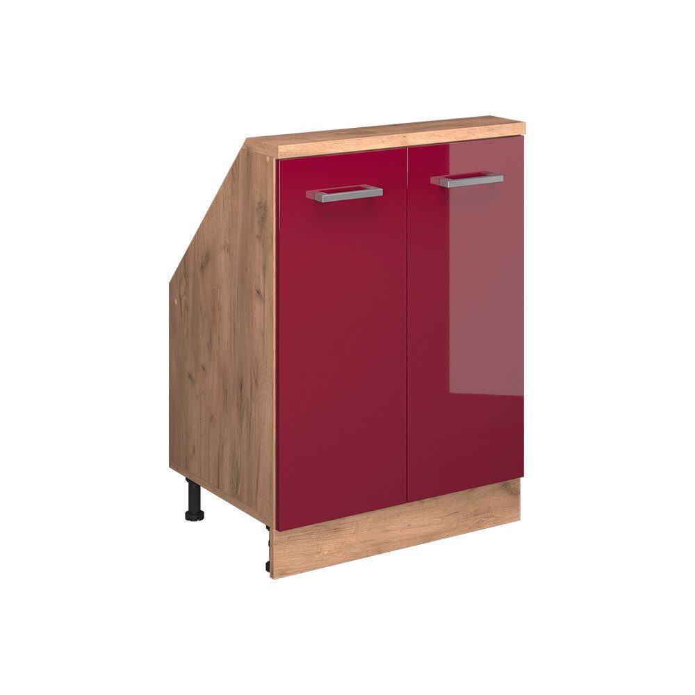 Vicco Unterschrank R-Line, Rot Hochglanz/Goldkraft Eiche, günstig online kaufen
