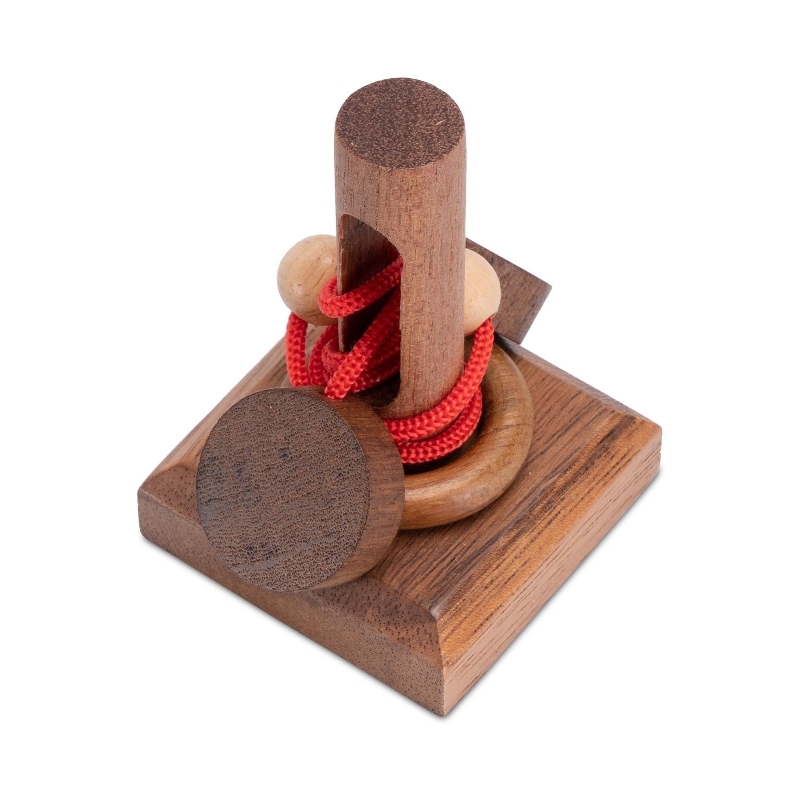 Schnurpuzzle Vier Ringe Aus Holz - Knobelspiel, Geduldspiel, Denkspiel Für 1 Person
