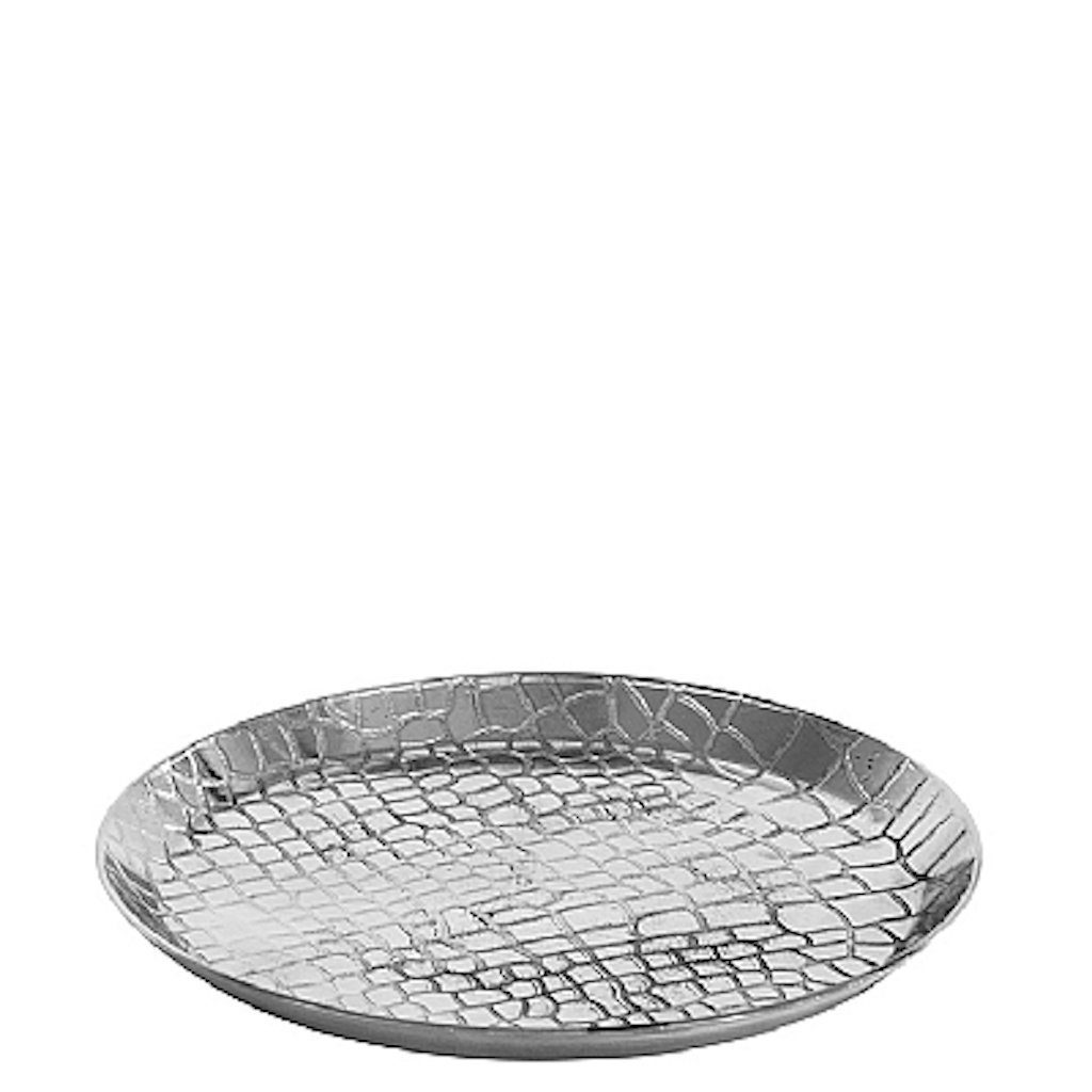 Broste Copenhagen Kerzentablett Croco Aluminium silber