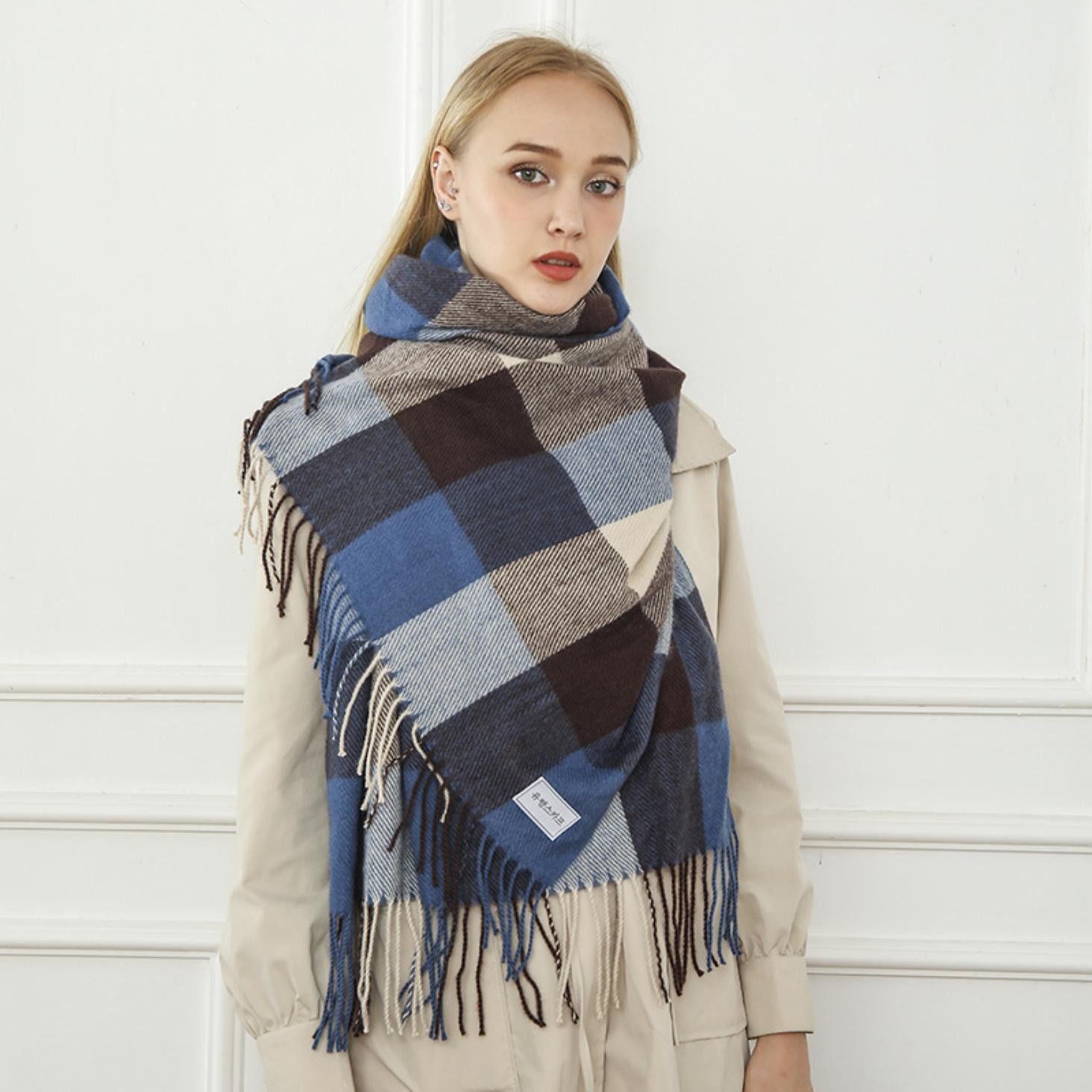 Coonoor Modeschal Karierter Damen Schal mit Fransen, im Oversize Look,für H günstig online kaufen