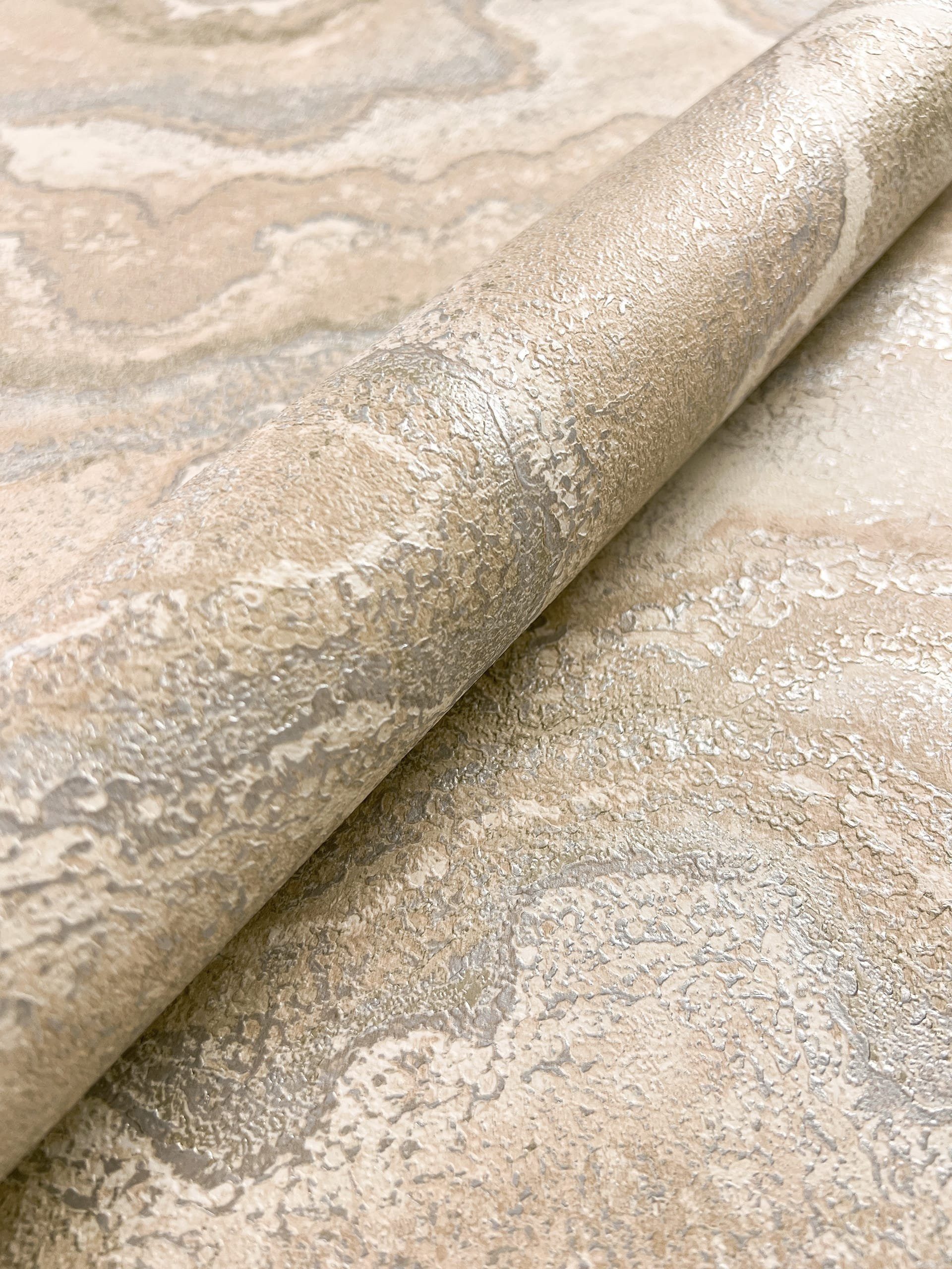 Newroom Vliestapete Dione Beige Tapete Marmortapete Marmor,Metallic,Struktu günstig online kaufen