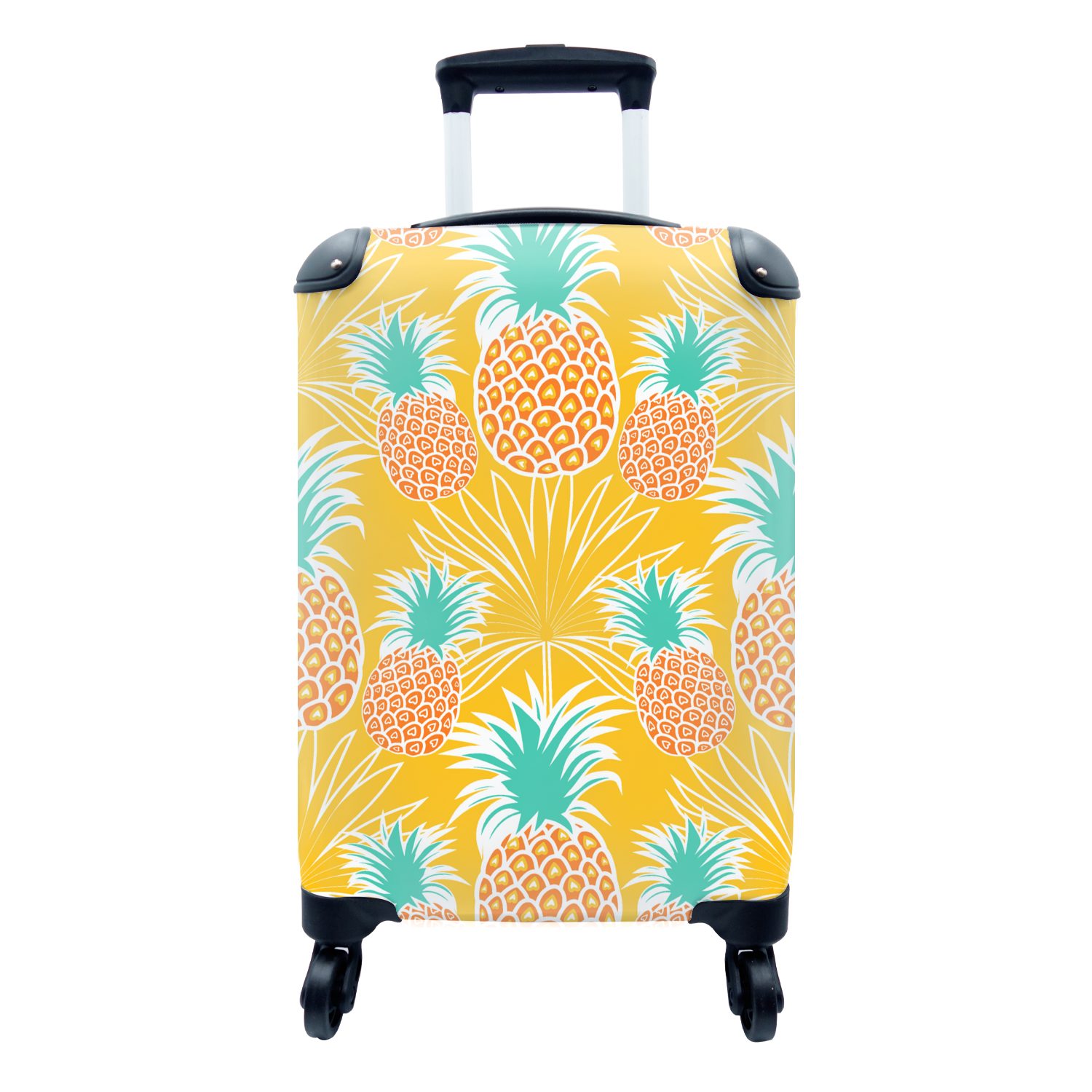 MuchoWow Handgepäckkoffer Dschungel - Ananas - Obst - Design, 4 Rollen, Reisetasche mit rollen, Handgepäck für Ferien, Trolley, Reisekoffer