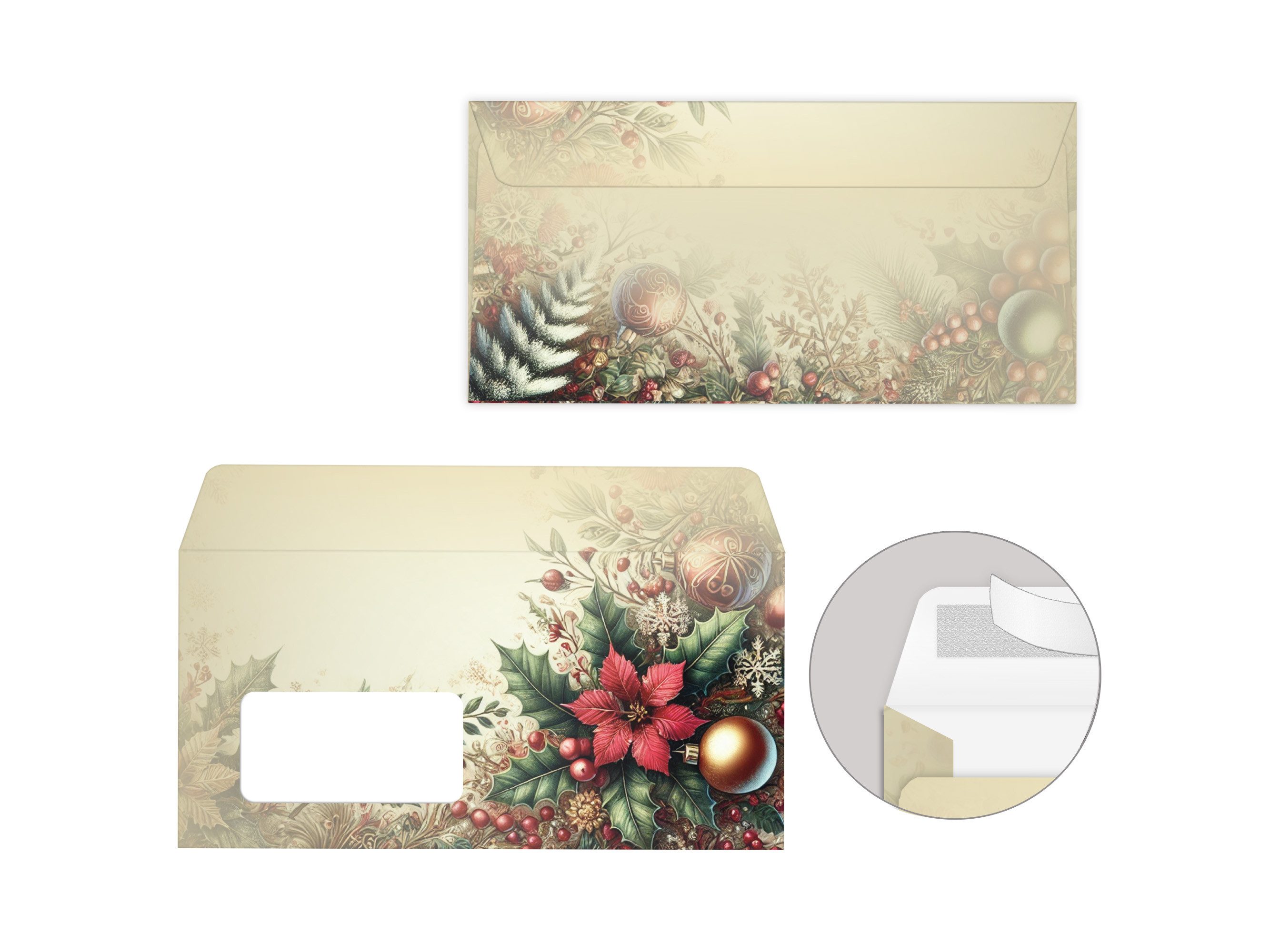 LIMONIA Briefpapier Weihnachten Briefpapier Set A4 Briefbögen mit Umschlägen Geschenk Idee, Briefbogen Set Weihnachtsbriefpost Weihnachtsbriefpapier Vintage