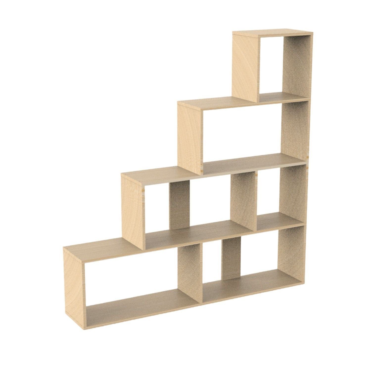 Coemo Regal, Treppenregal Scala Natur 155x29x163 cm aus Holz Raumteiler kombinierbar