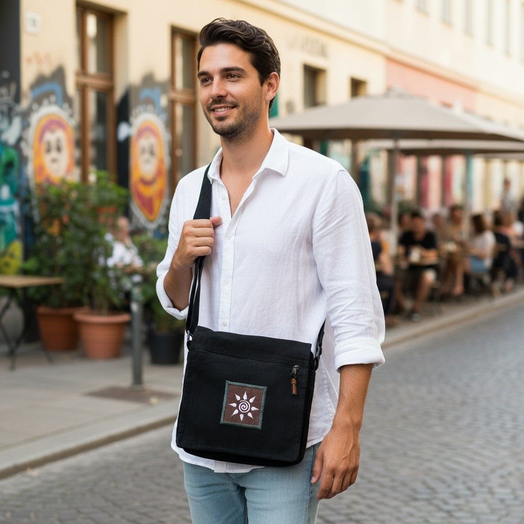 Guru-Shop Schultertasche Bestickte Schultertasche, Hippie Tasche, Goa..