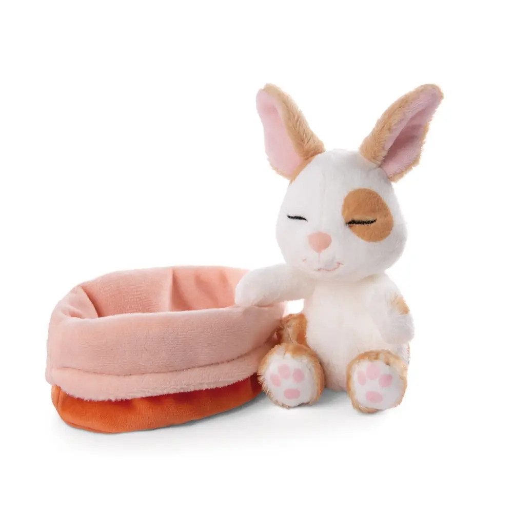 Vedes Kuscheltier Kuscheltier Sleeping Pets Hase karamell gepunktet 12cm im Körbchen