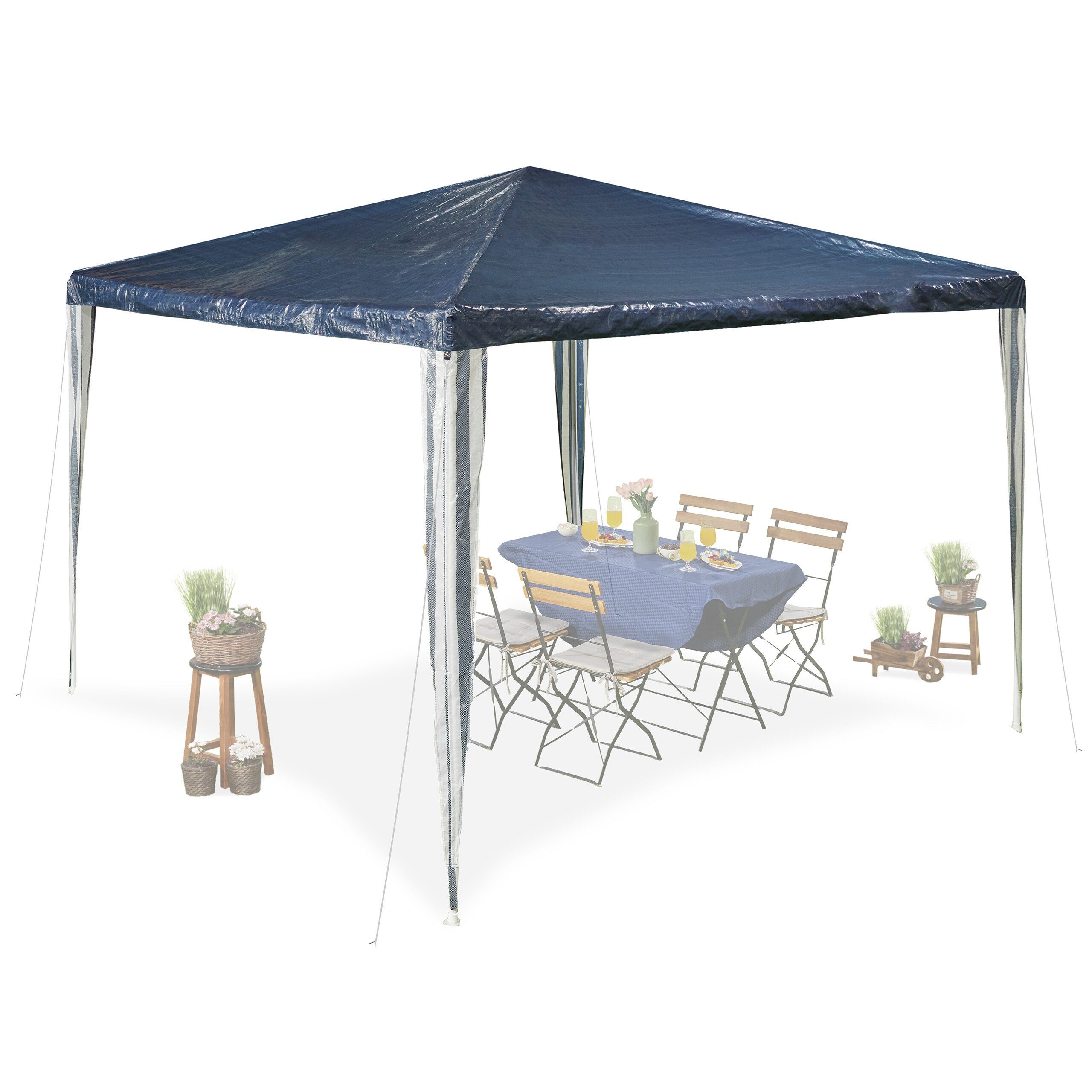relaxdays Pavillon Dunkelblauer Pavillon 3x3 m günstig online kaufen